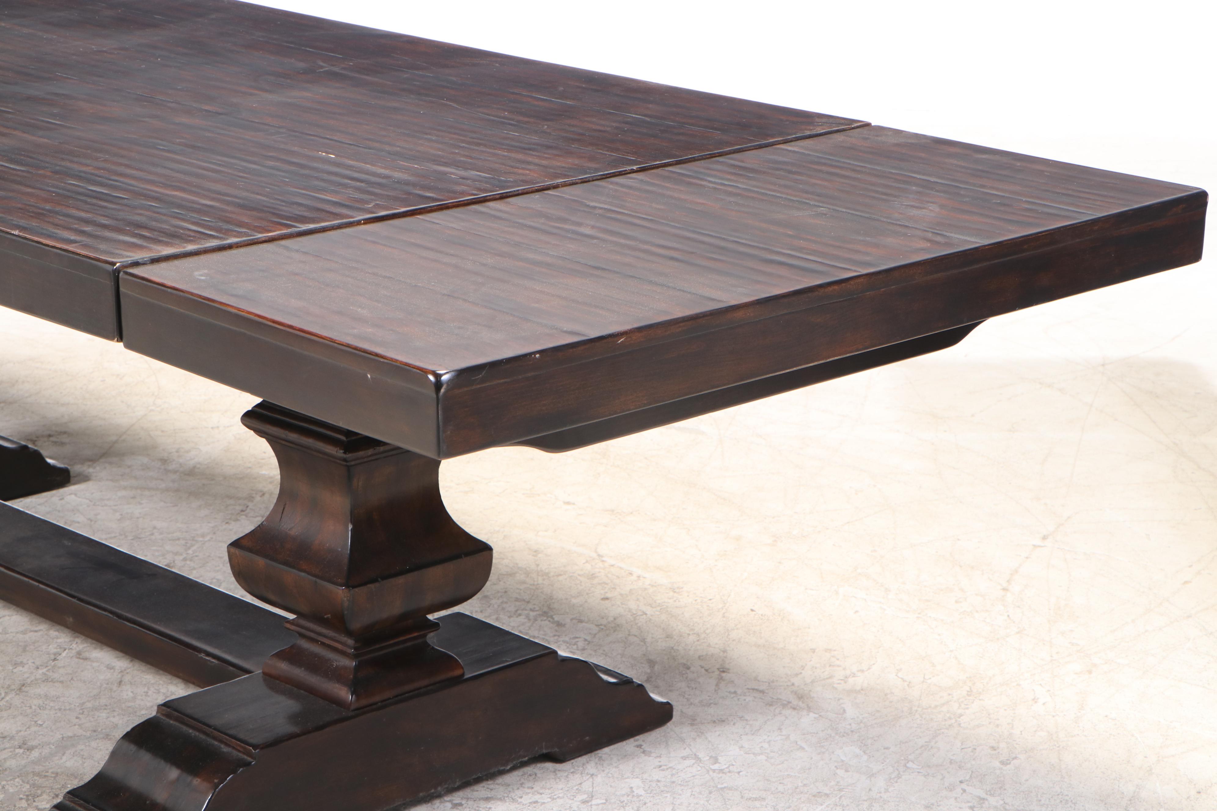 Pottery Barn "Banks" Extending Dining Table Plus Two "Toscana" Benches