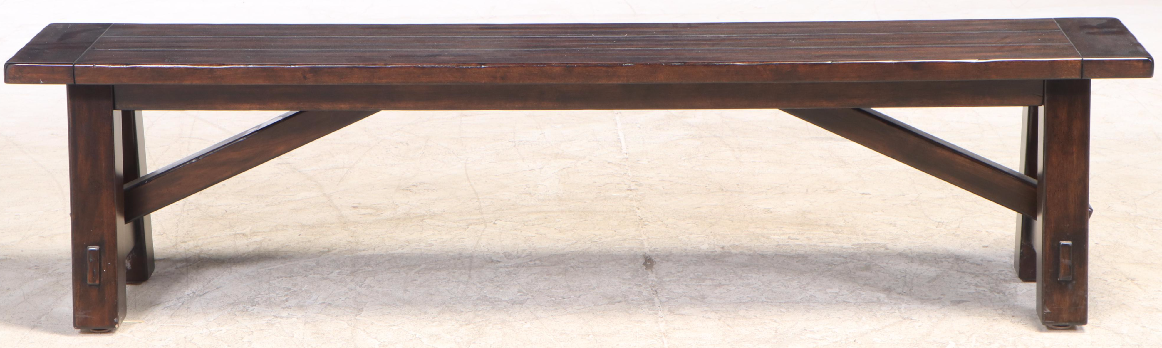 Pottery Barn "Banks" Extending Dining Table Plus Two "Toscana" Benches