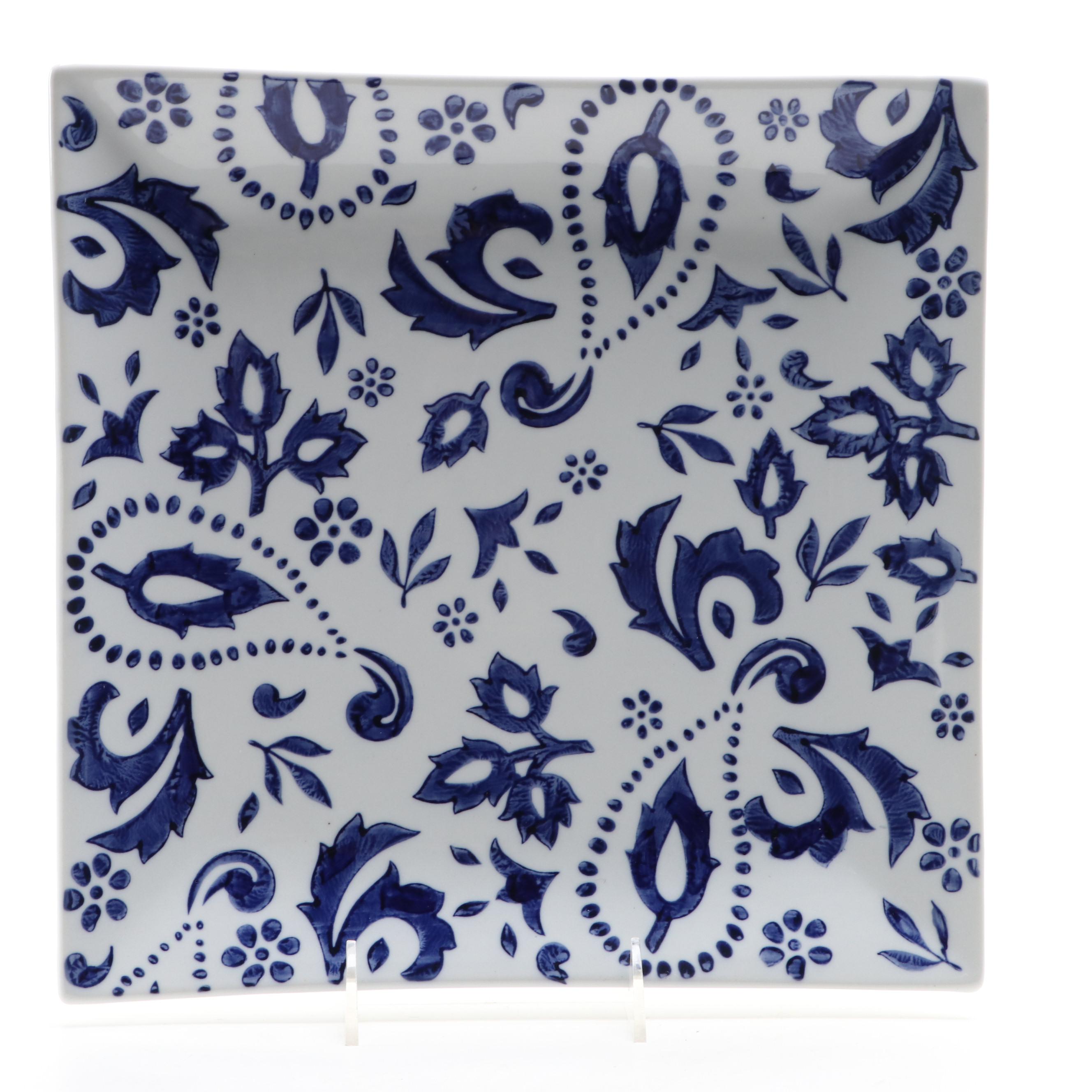 Tag Ltd. Stencil Decorated Blue and White Ceramic Dinnerware