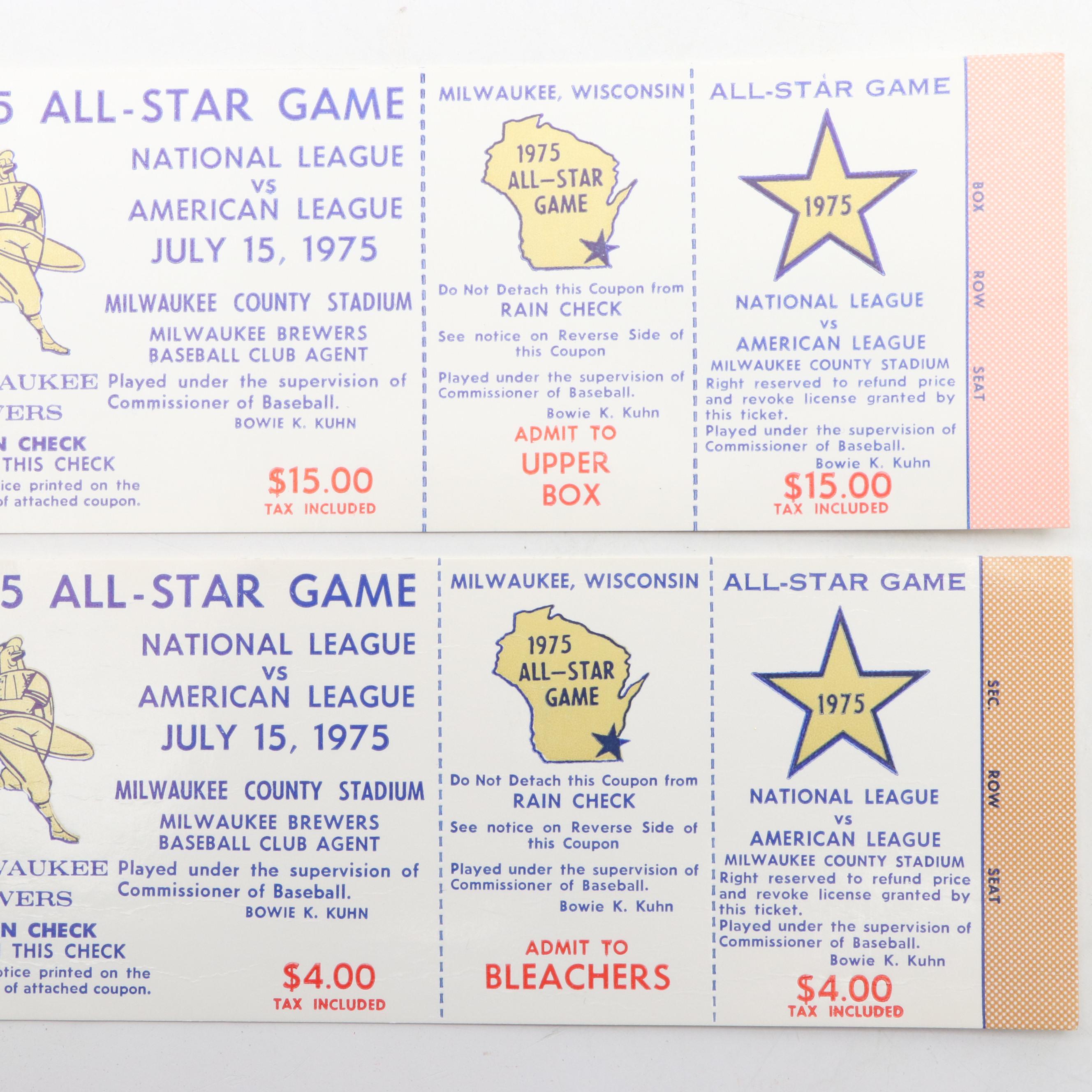 1975 MLB Hank Aaron's Last All-Star Game Tickets