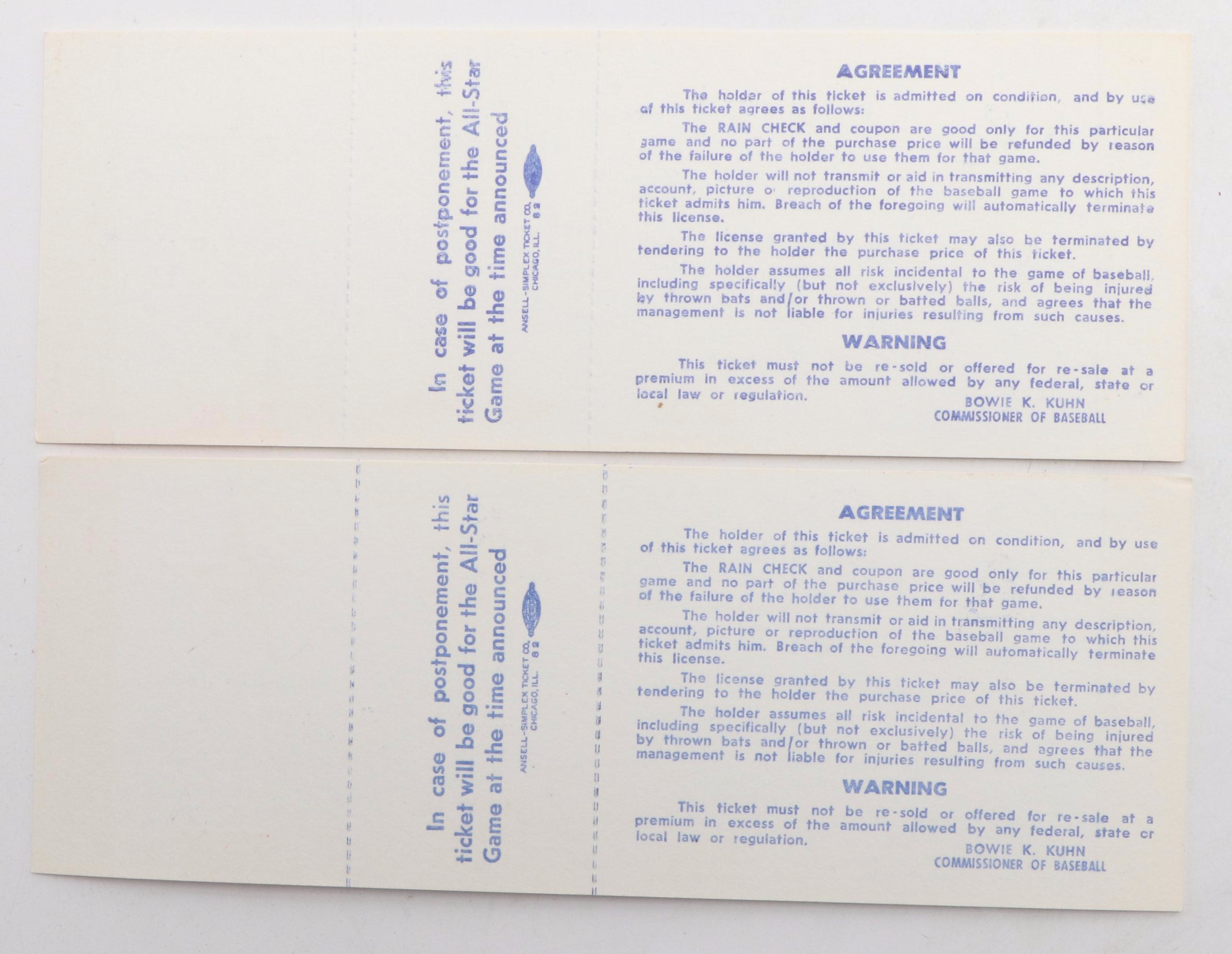 1975 MLB Hank Aaron's Last All-Star Game Tickets