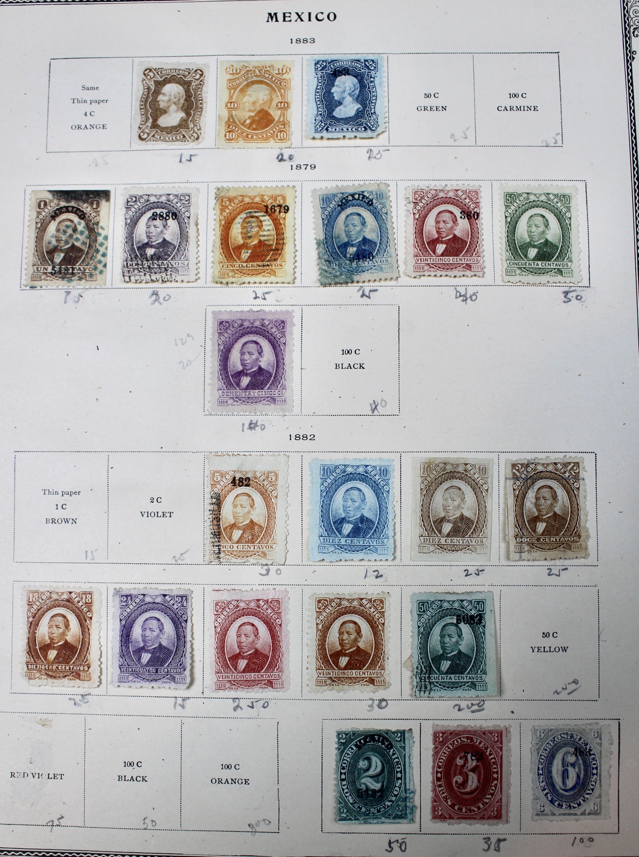 Early Mexico Postage Stamp Collection