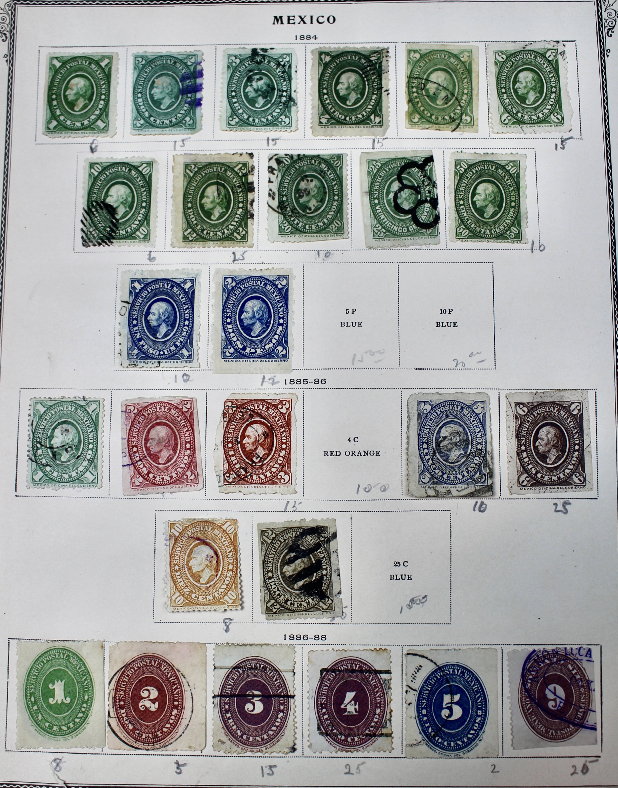 Early Mexico Postage Stamp Collection