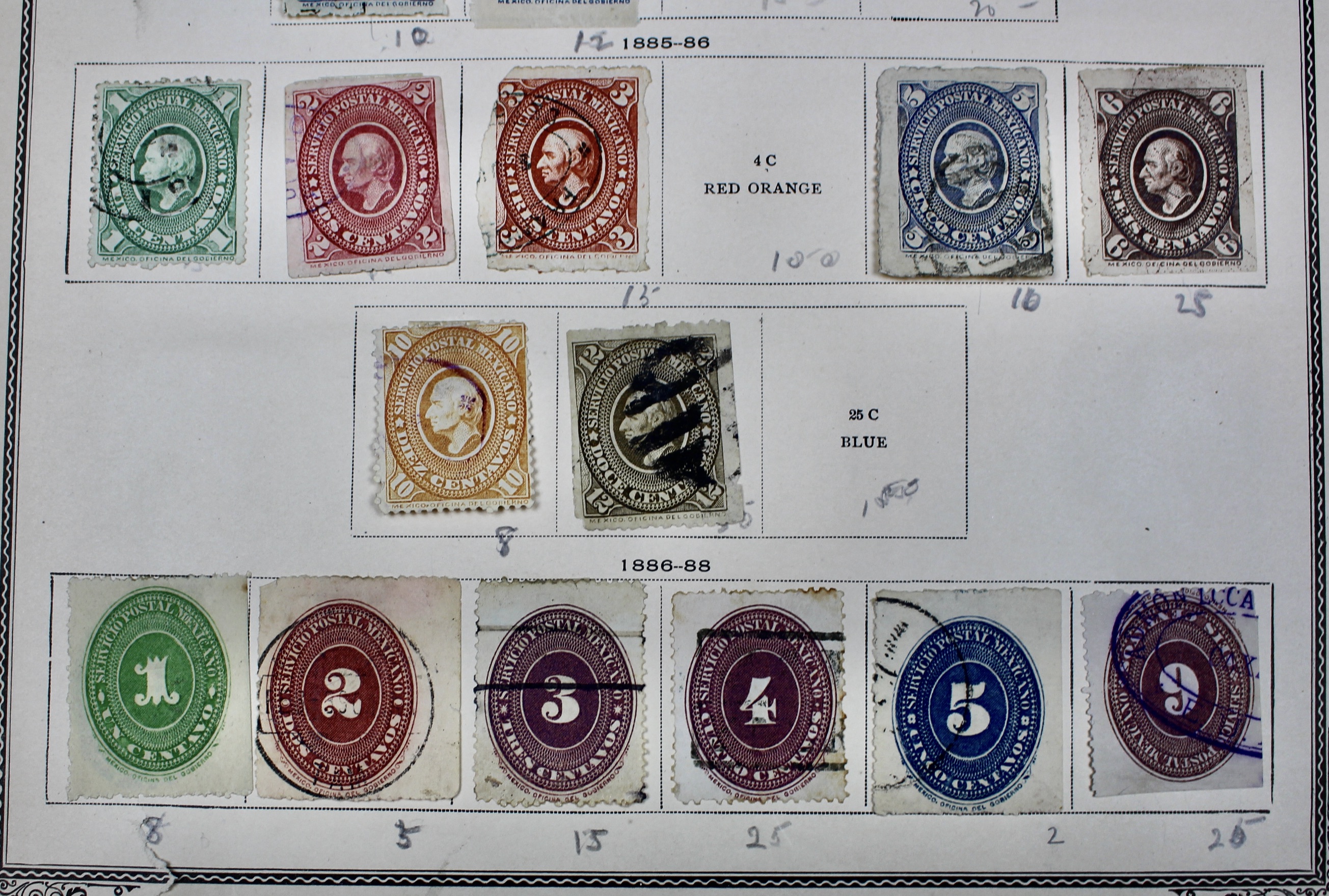 Early Mexico Postage Stamp Collection