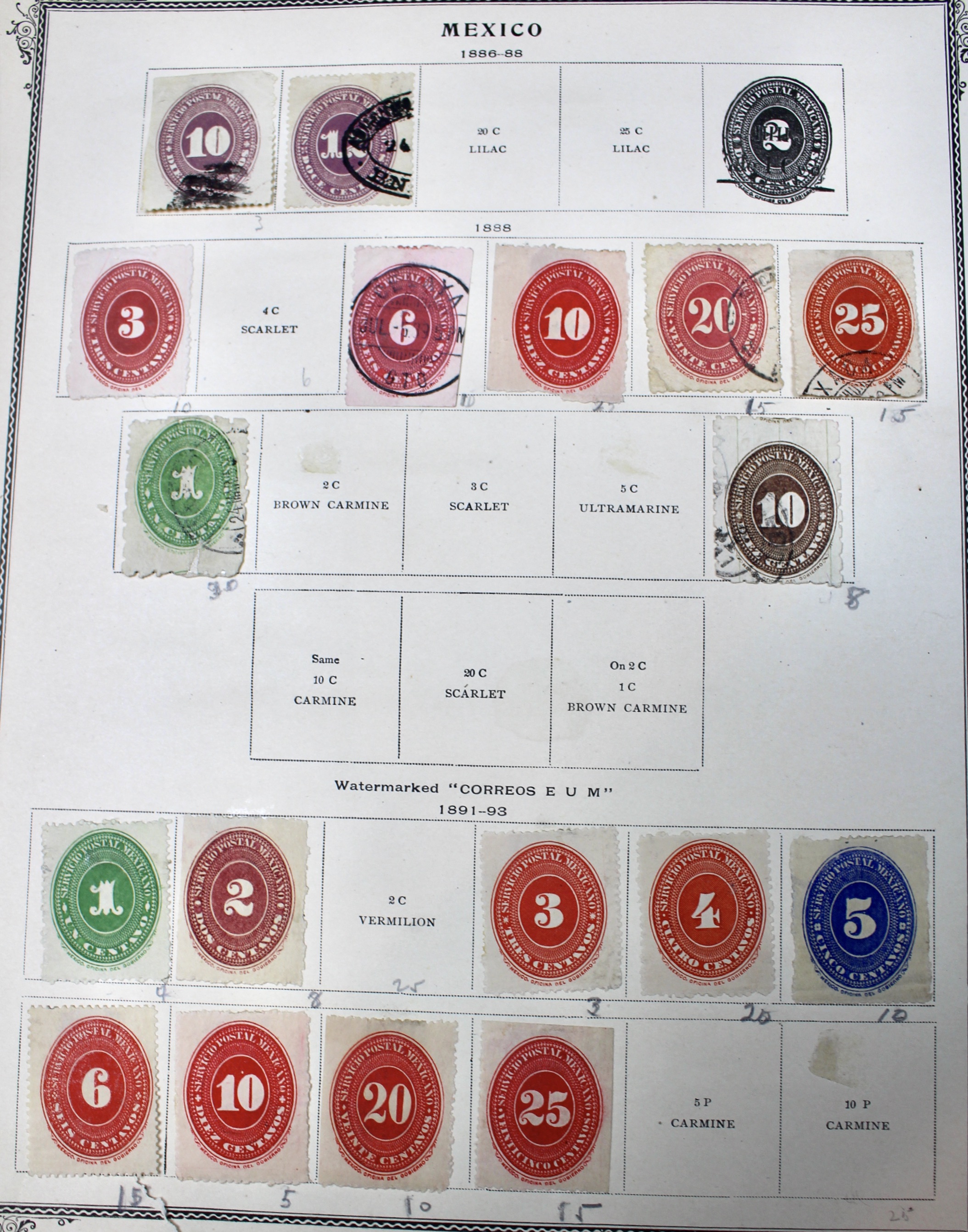 Early Mexico Postage Stamp Collection