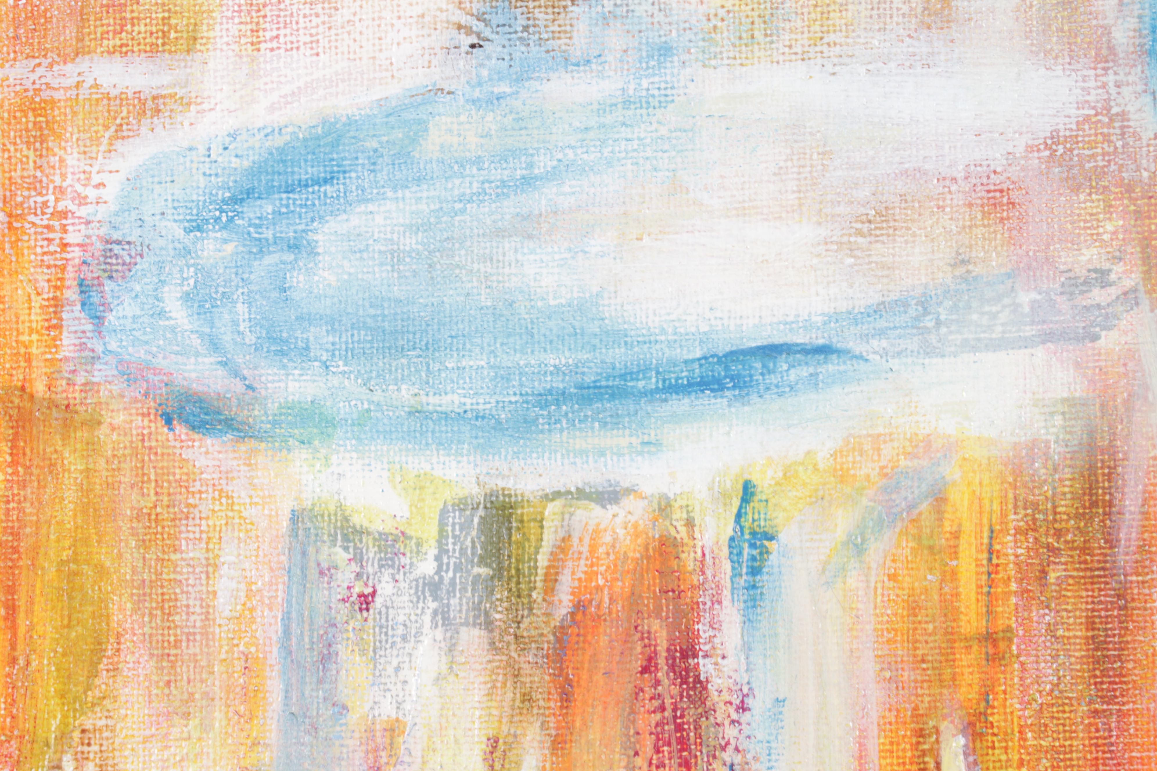 Sandy Daniels Acrylic Painting of Candlelit Chandelier, 2016