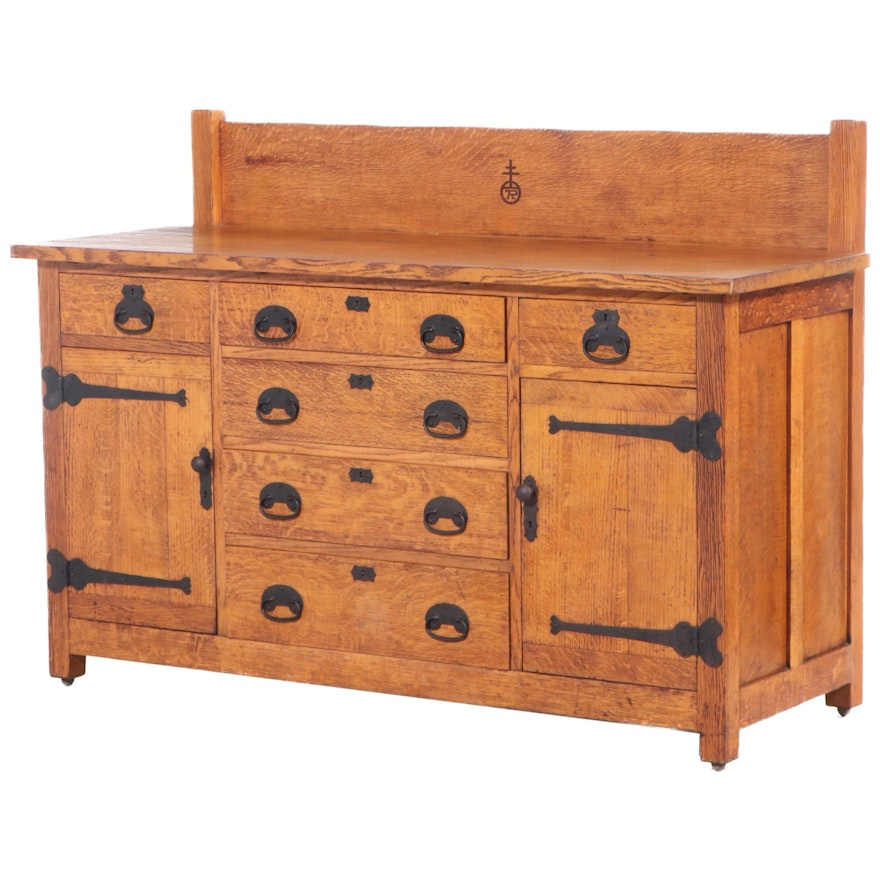 The Roycrofters Arts and Crafts Quartersawn Oak Sideboard, #02