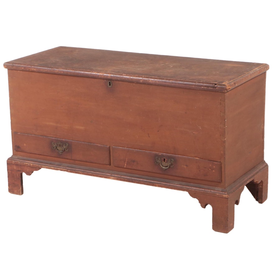 American Chippendale Pine and Poplar Blanket Chest, Late 18th Century