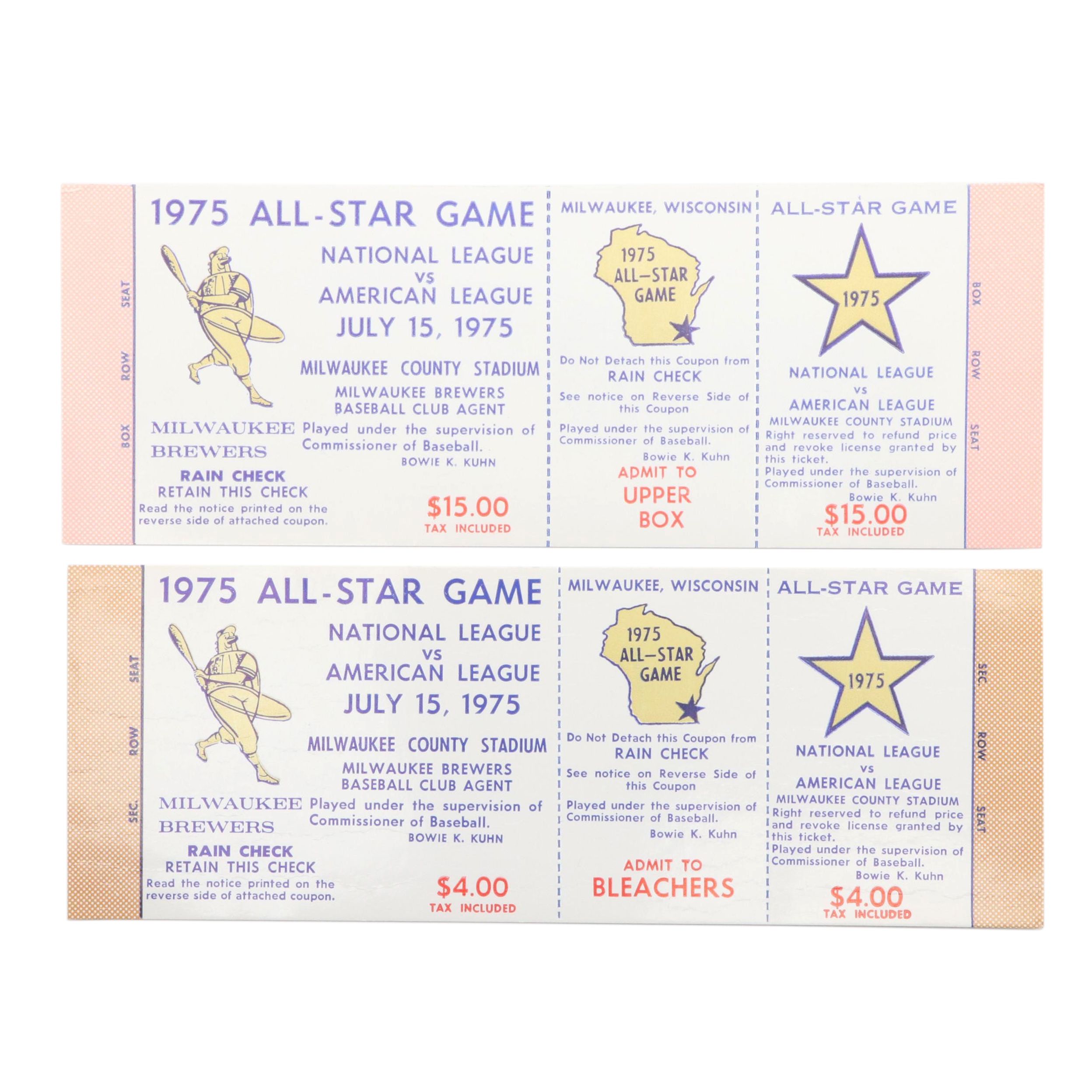 1975 MLB Hank Aaron's Last All-Star Game Tickets