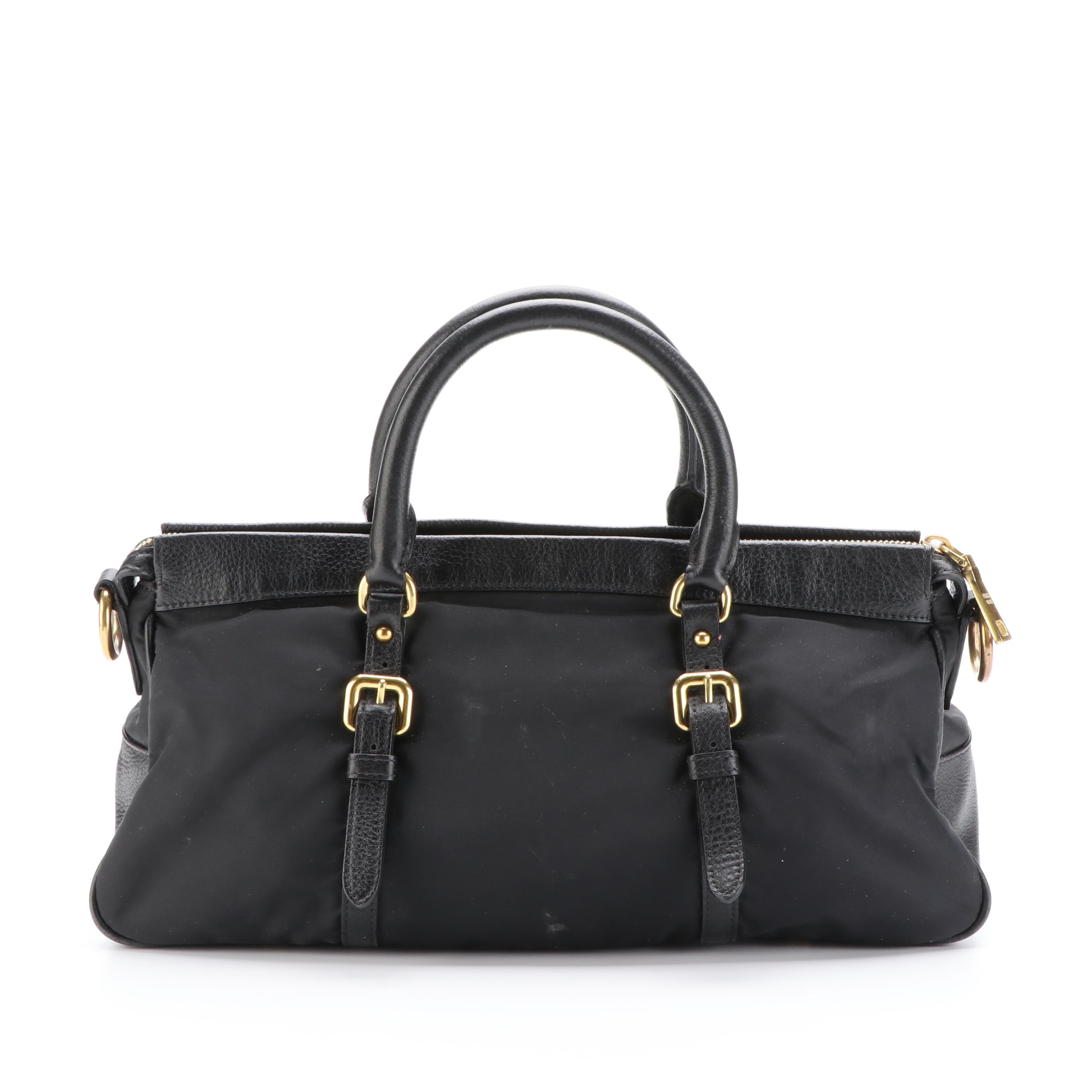 Prada Nylon and Leather Tote Bag