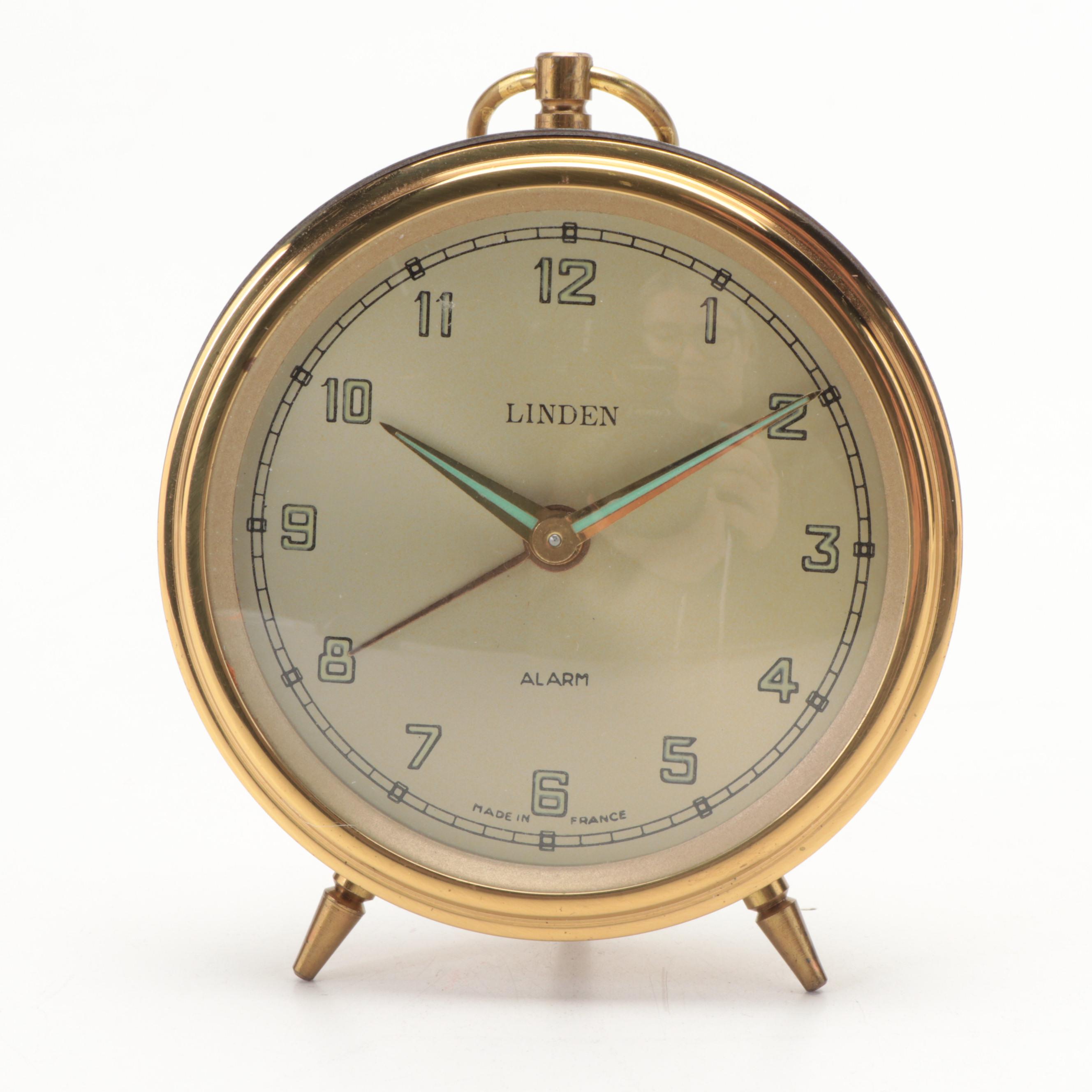 Linden and Kienzle Art Deco Style Brass Alarm Clocks