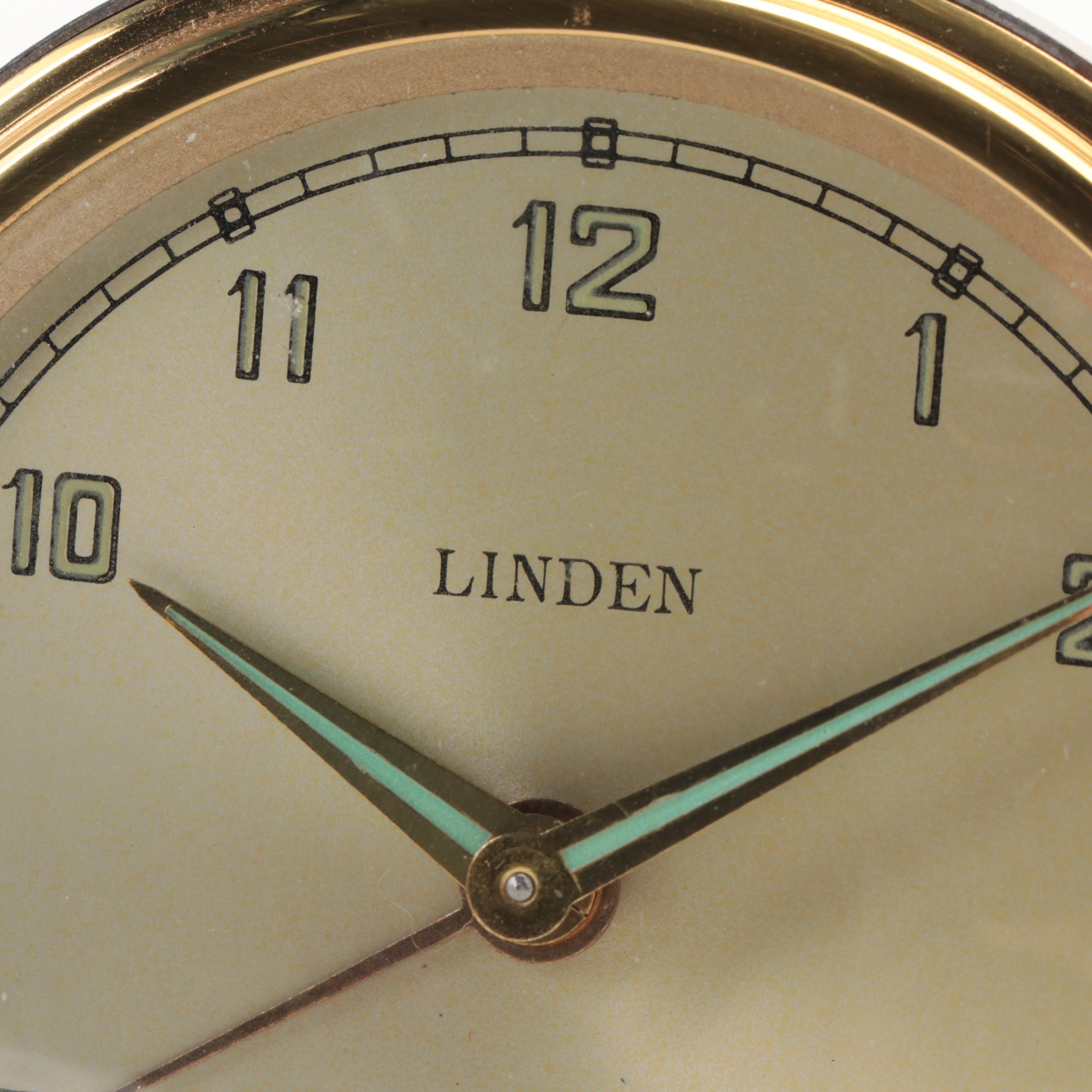 Linden and Kienzle Art Deco Style Brass Alarm Clocks
