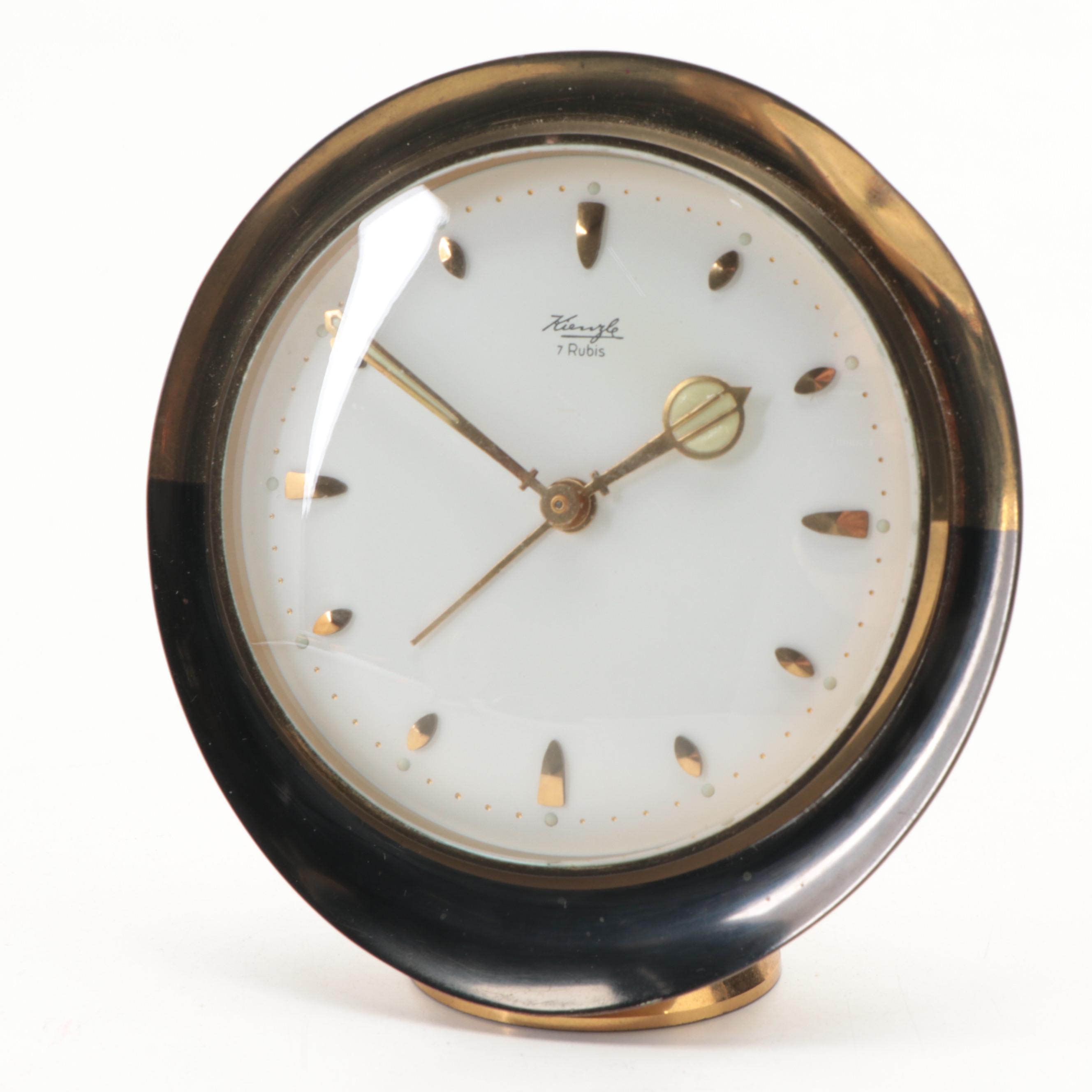 Linden and Kienzle Art Deco Style Brass Alarm Clocks