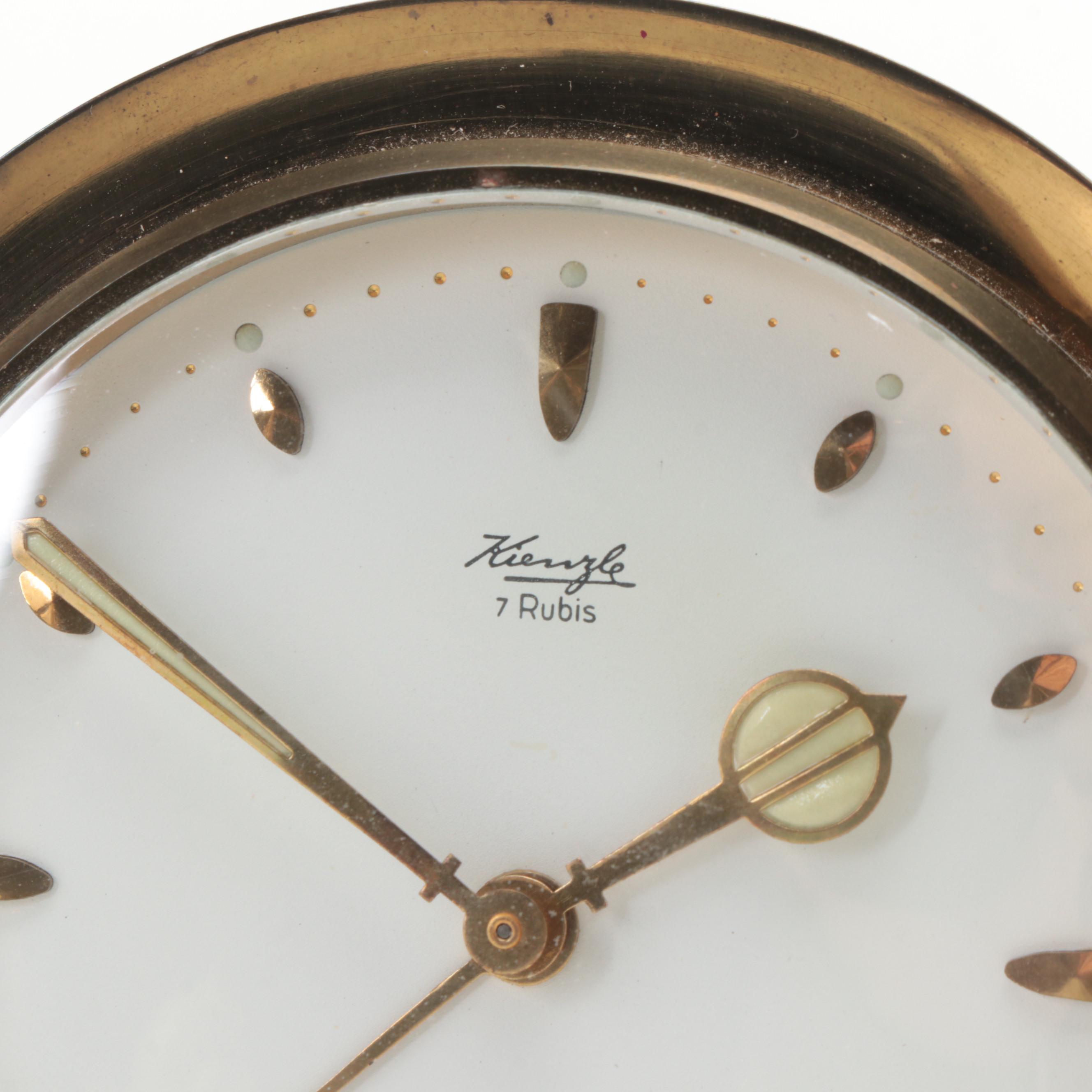 Linden and Kienzle Art Deco Style Brass Alarm Clocks