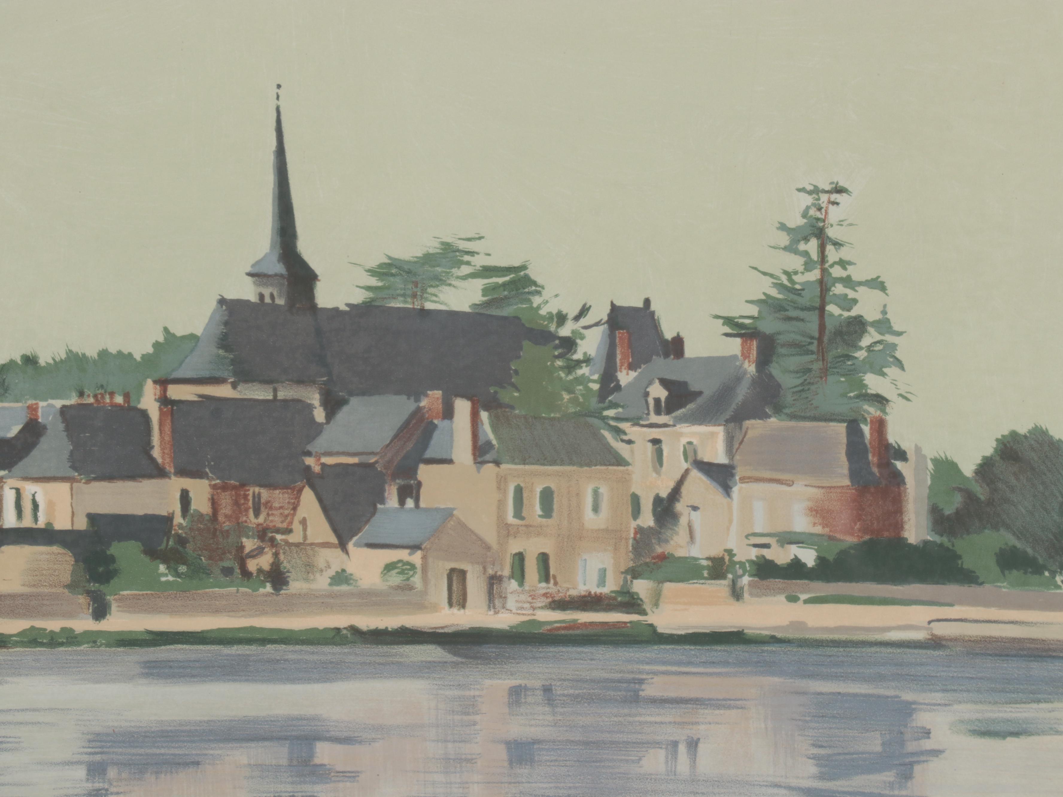 Constant Le Breton European Village Lithograph, Circa 1970