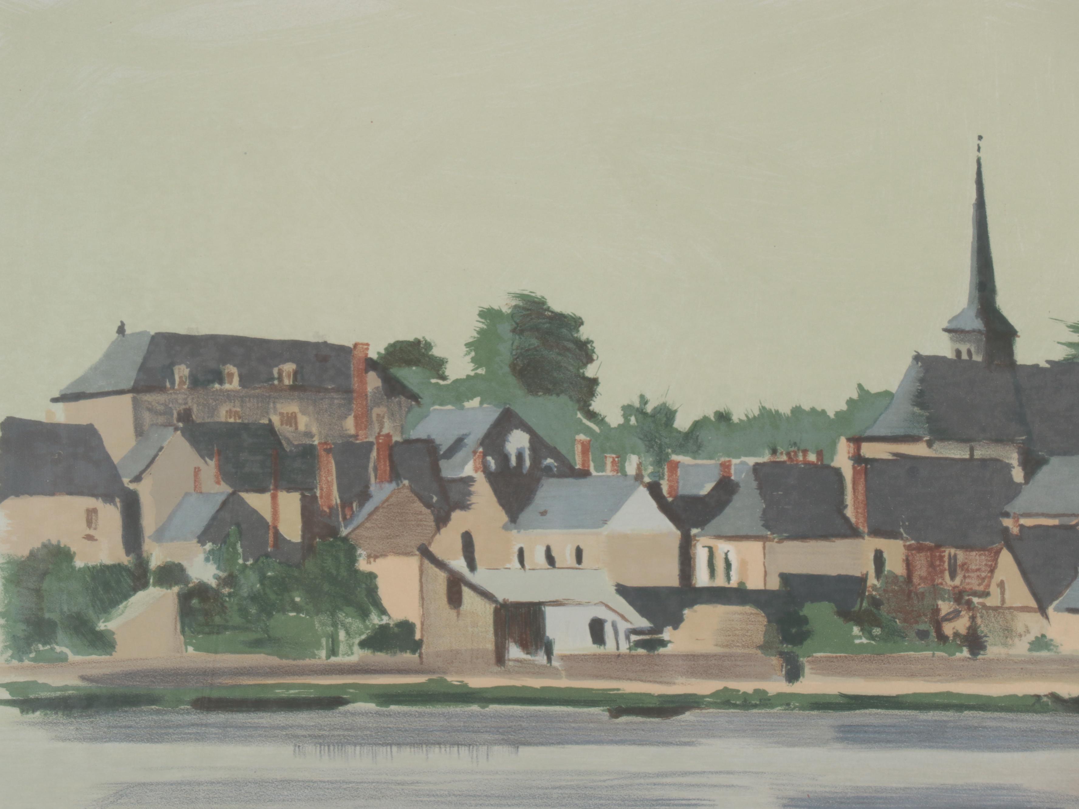 Constant Le Breton European Village Lithograph, Circa 1970