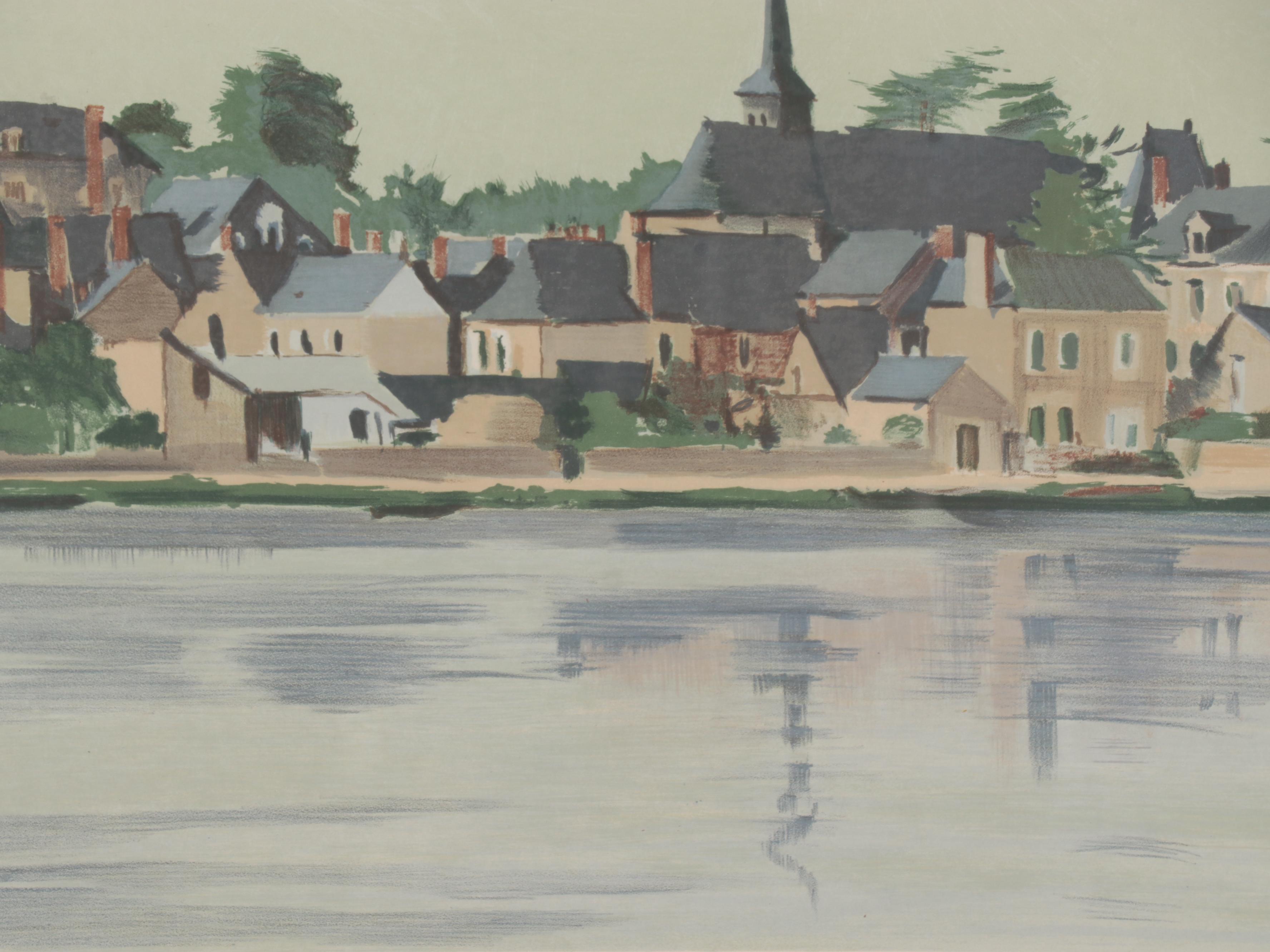 Constant Le Breton European Village Lithograph, Circa 1970