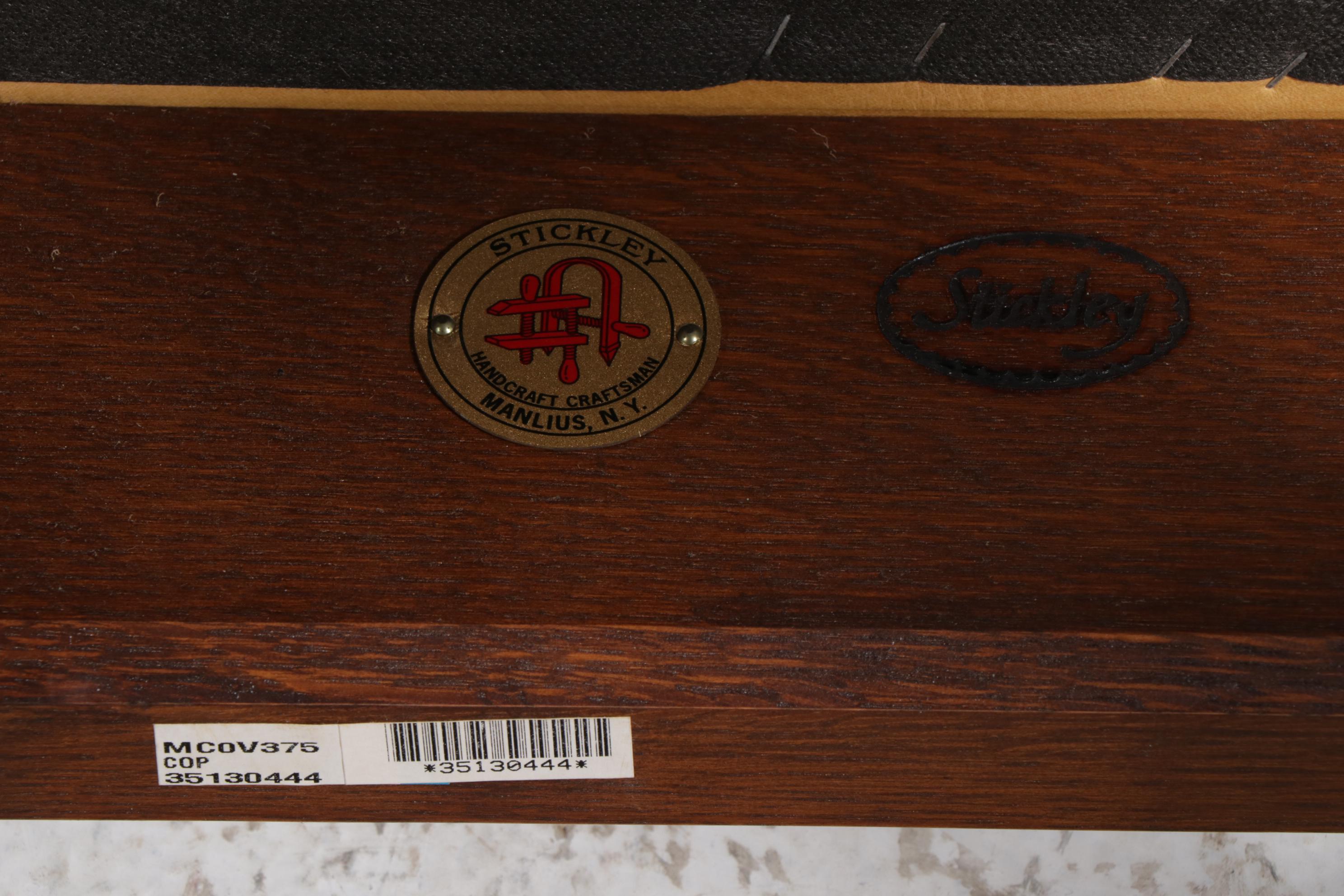 Pair of Stickley Harvey Ellis Oak Armchairs with Inlay, Late 20th Century