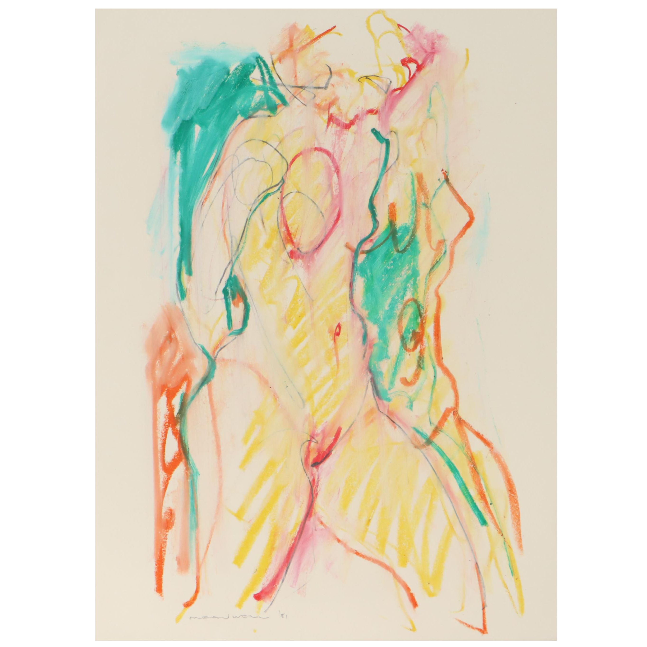 Jack Meanwell Figurative Pastel Drawing, 1981