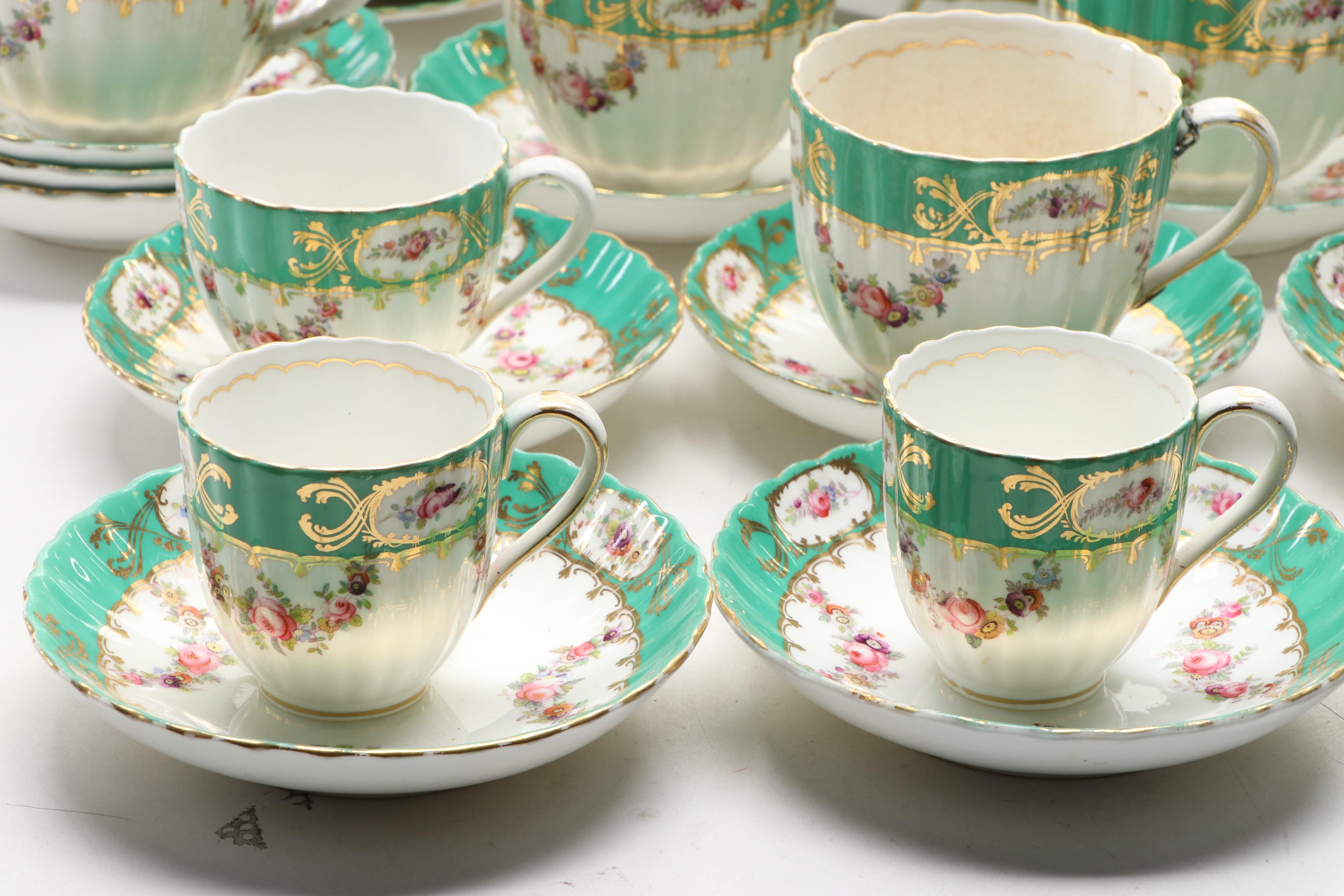 Old Paris Porcelain Hand-Painted Tableware, Mid-19th Century