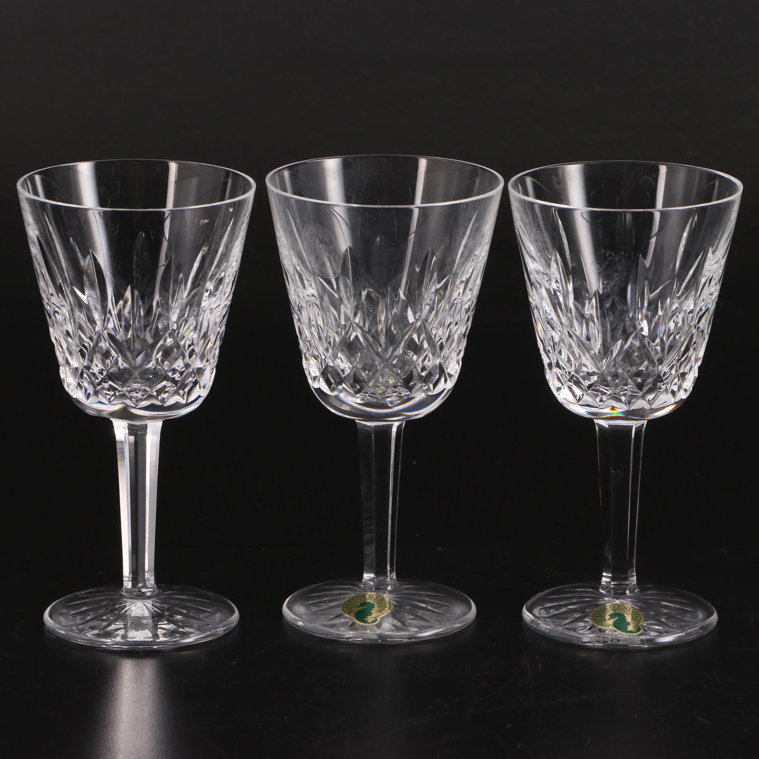 Waterford Crystal "Lismore" Stemware, Cocktail Glasses and Dessert Bowls