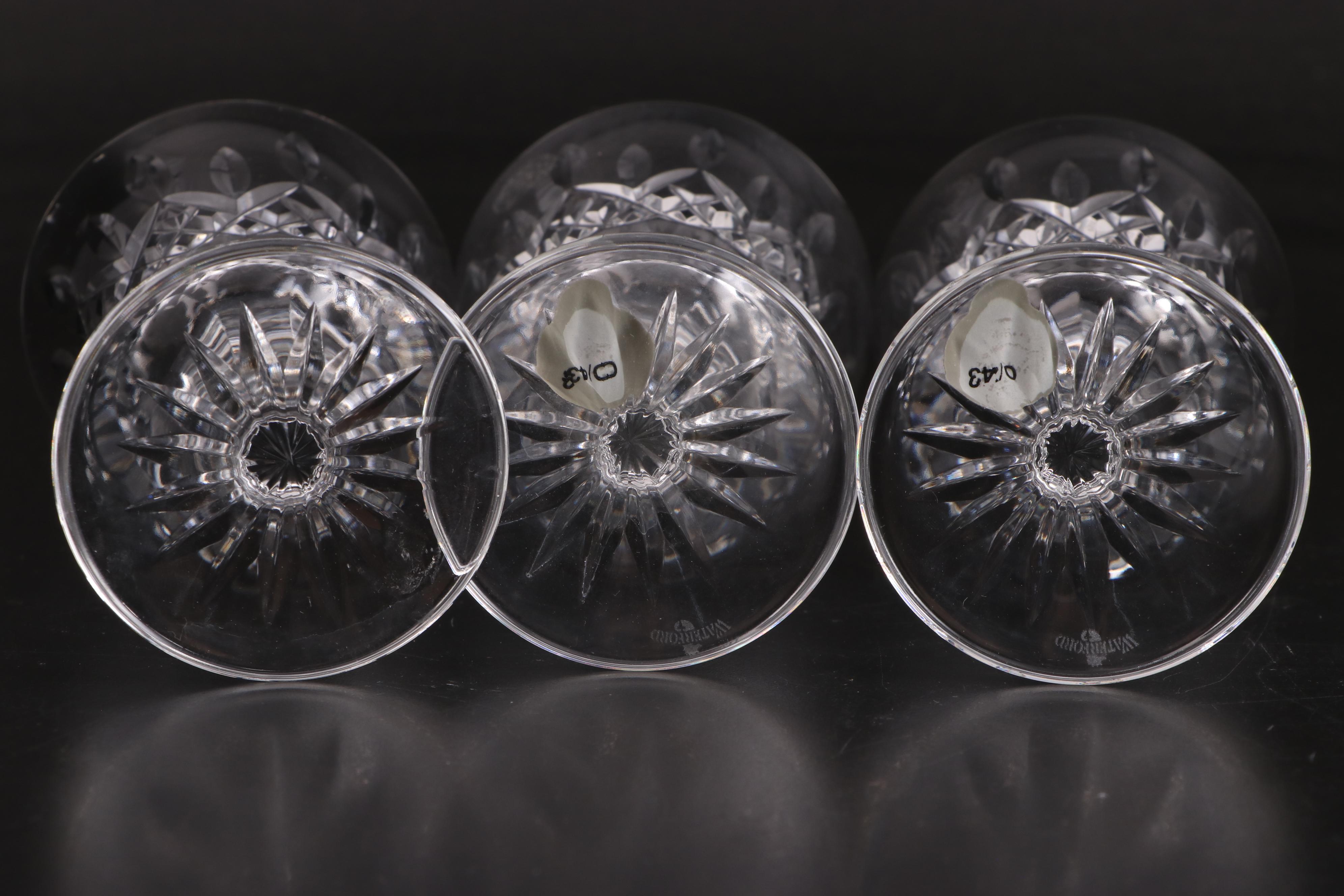 Waterford Crystal "Lismore" Stemware, Cocktail Glasses and Dessert Bowls