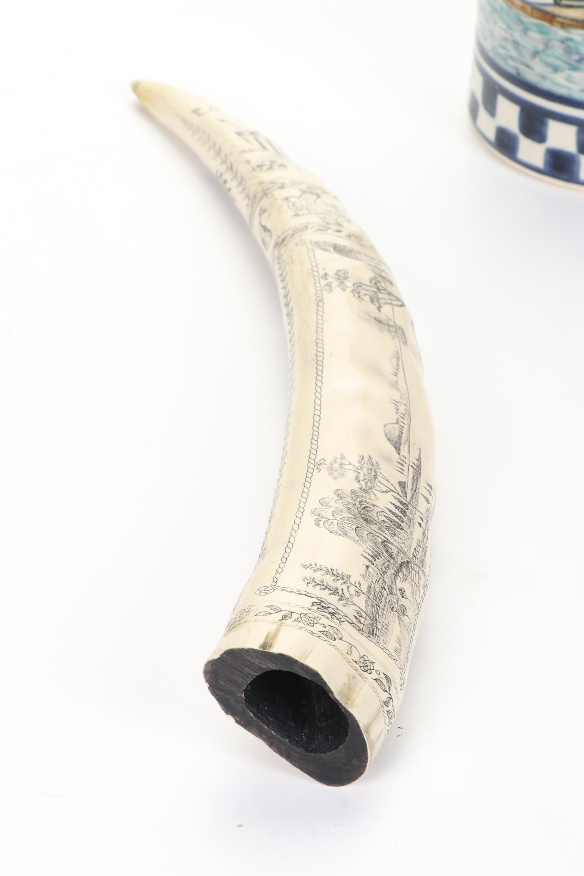 Nautical Sailboat Kitchen Canisters and Scrimshawed Resin "Tusk"