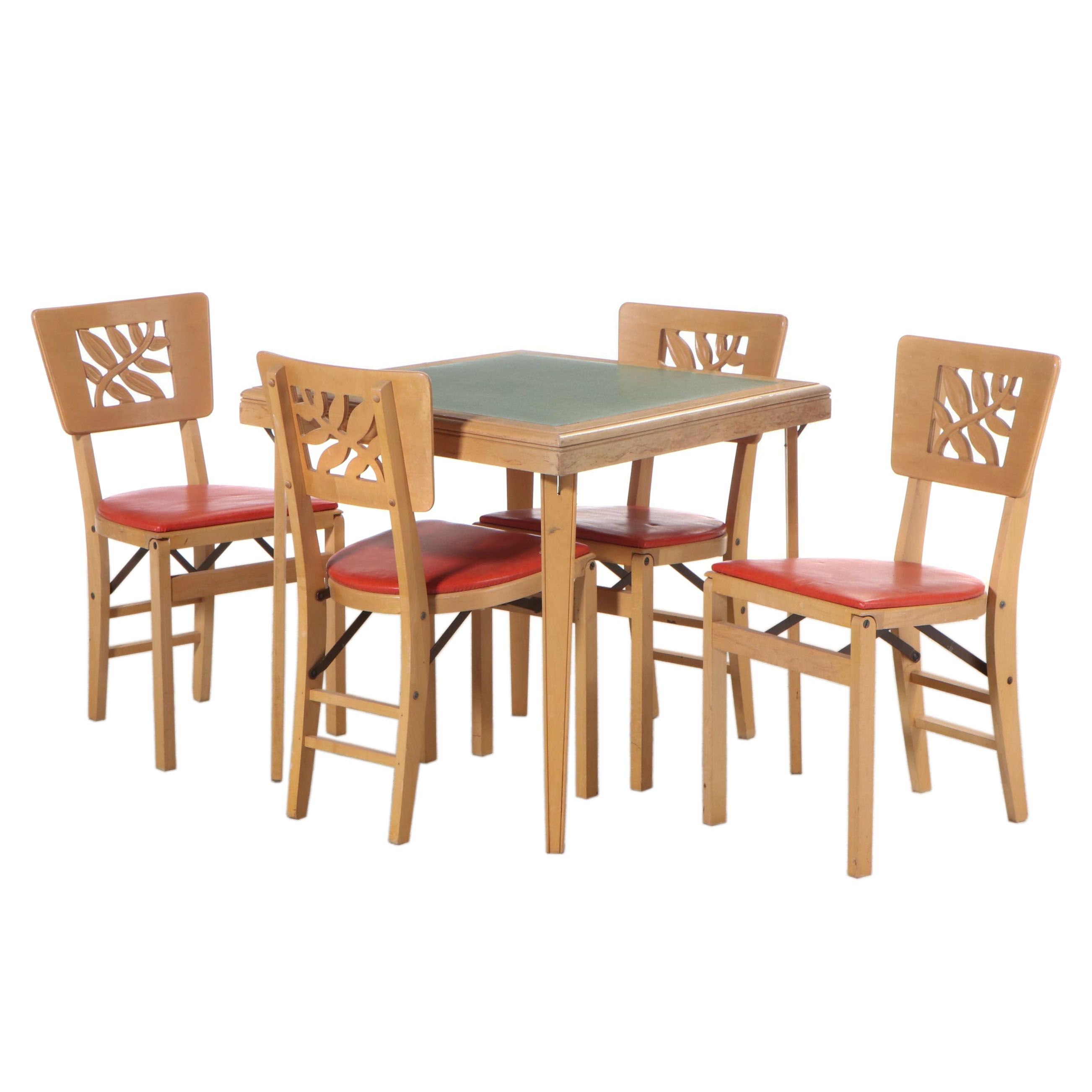 Stakmore Laminated Birch Folding Game Table Set, 1950s