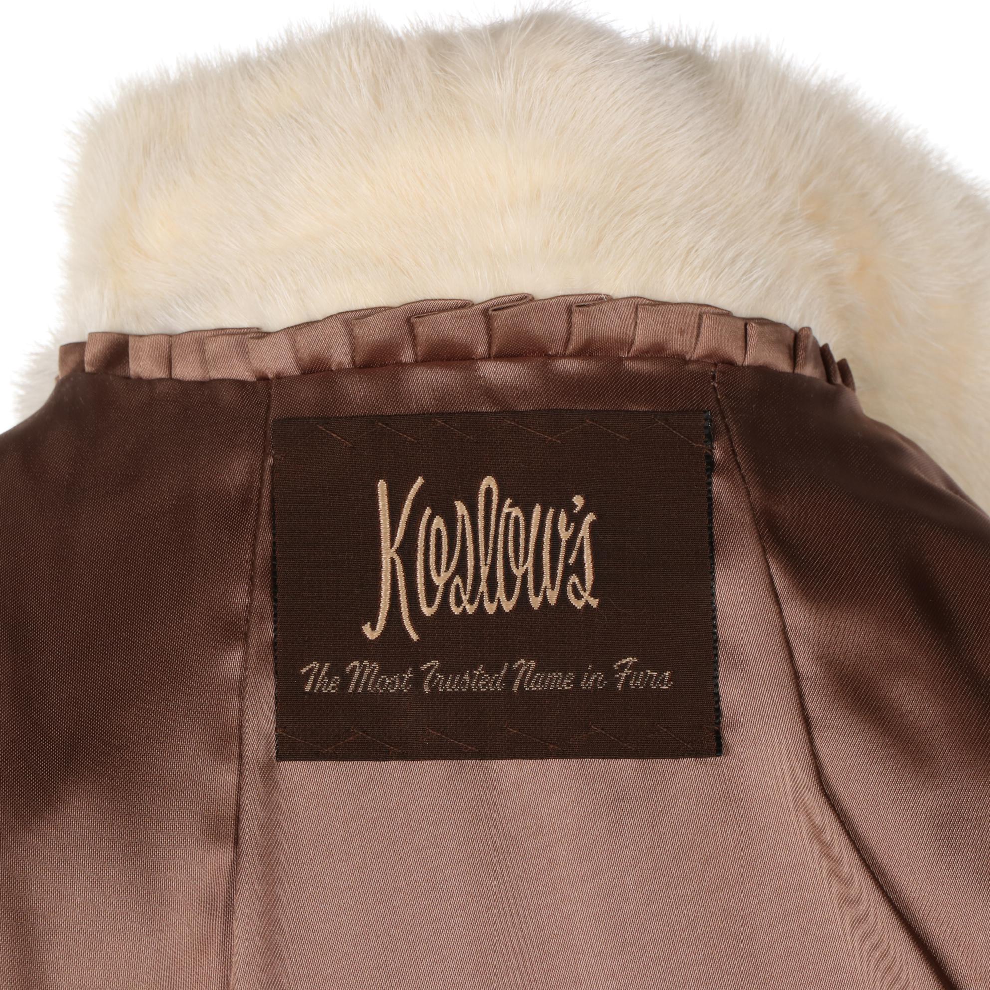 Light Brown Clipped Beaver Fur Vest with Mink Fur Tuxedo Collar by Koslow's