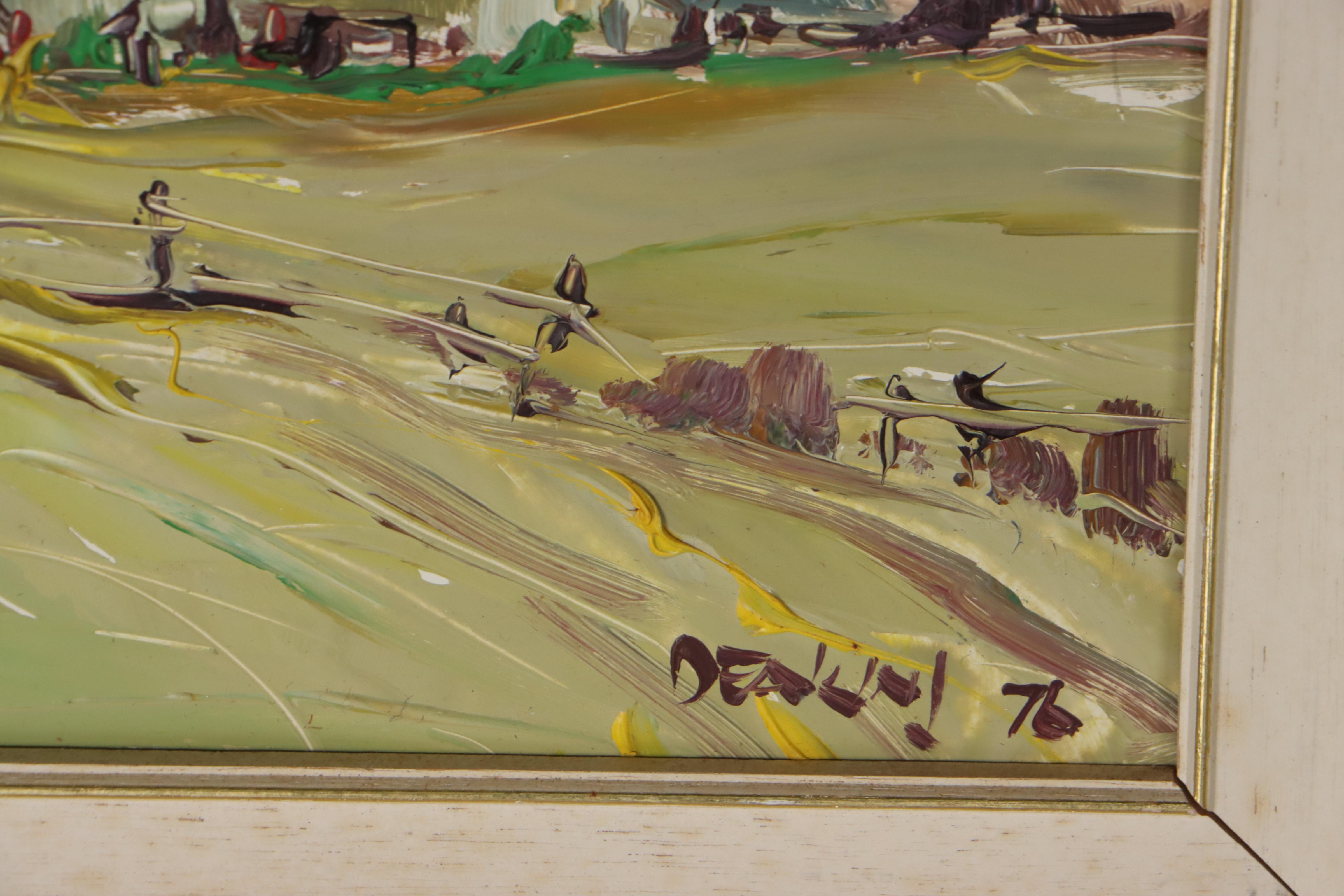 George Deakins Country Landscape Oil Painting, 1976