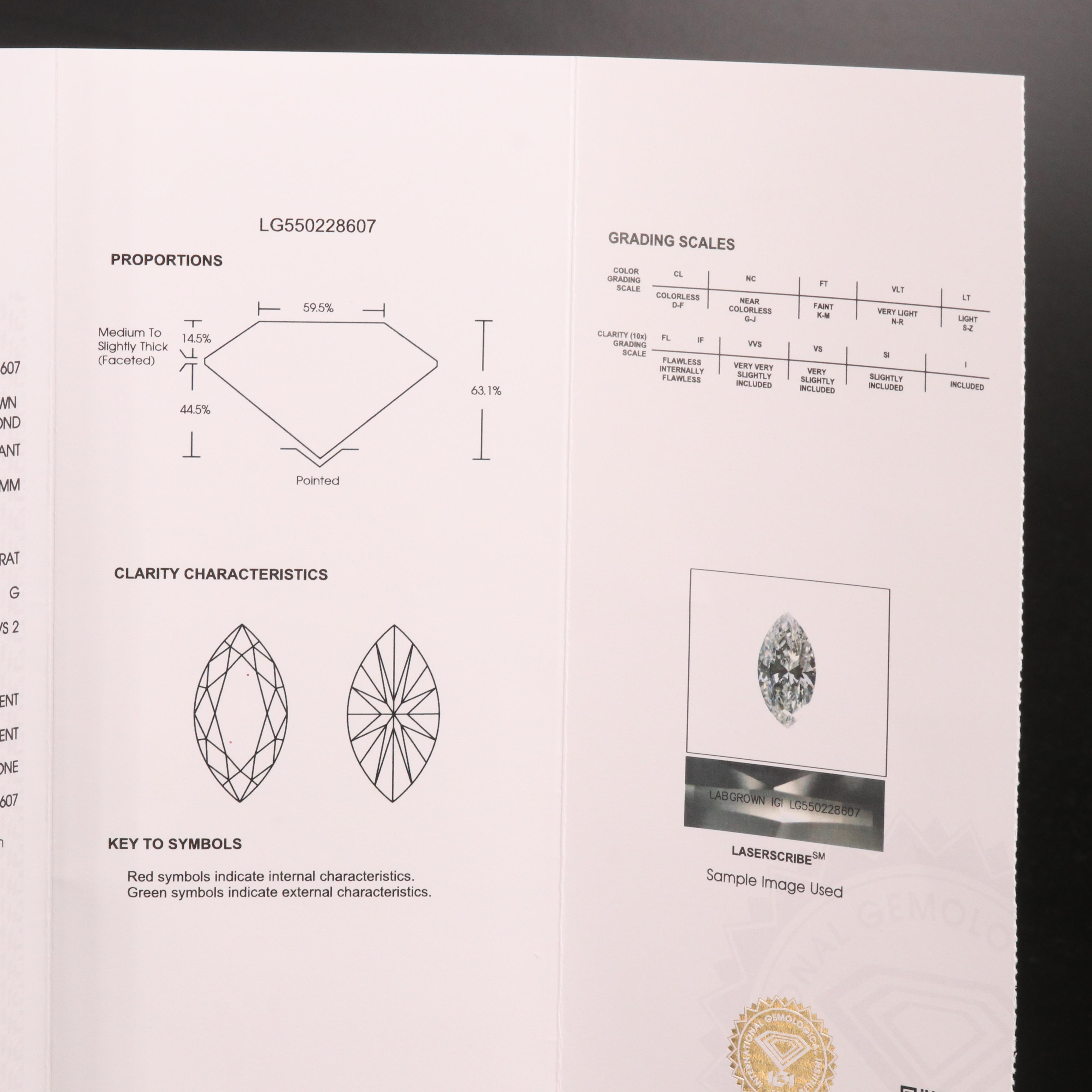 Loose 1.35 CT Lab Grown Diamond with IGI Report