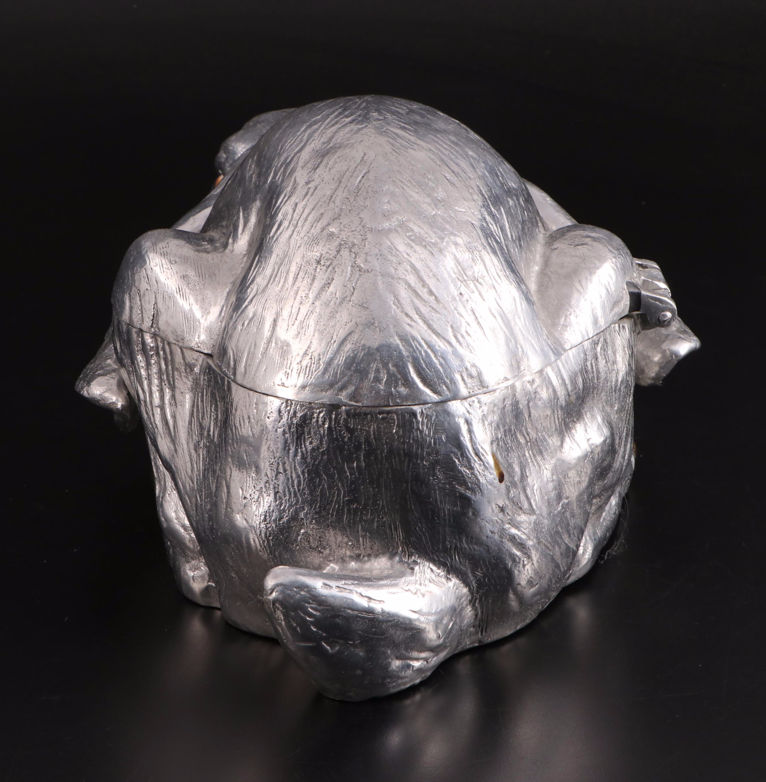 Arthur Court Aluminum and Brass Rabbit Ice Bucket and Wine Cooler, Late 20th C.