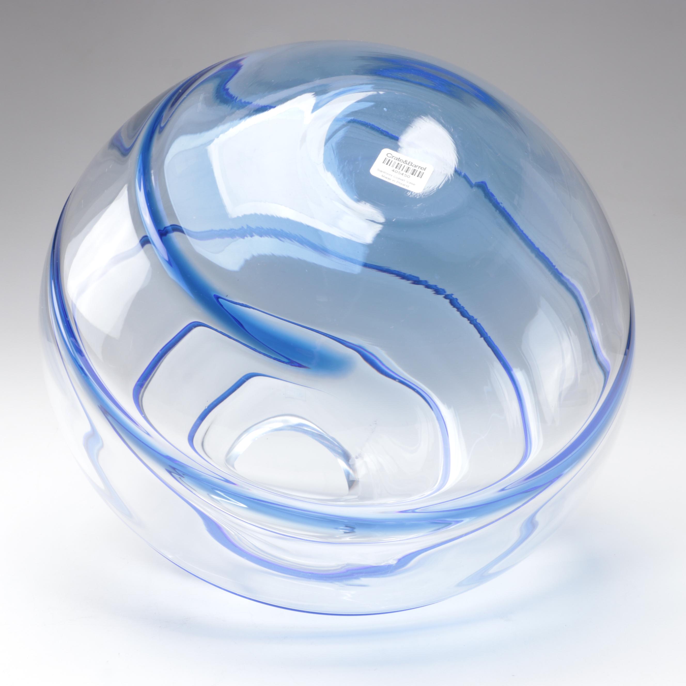 Krosno for Crate & Barrel "Santorini" Cobalt Blue Blown Glass Vase