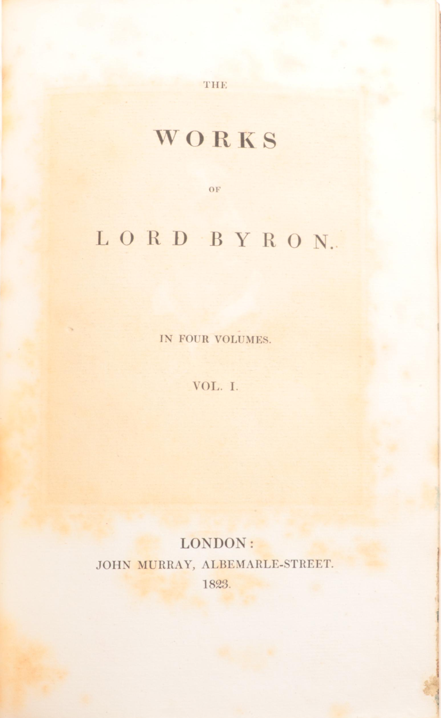 "The Works of Lord Byron" Complete Four-Volume Set, 1823