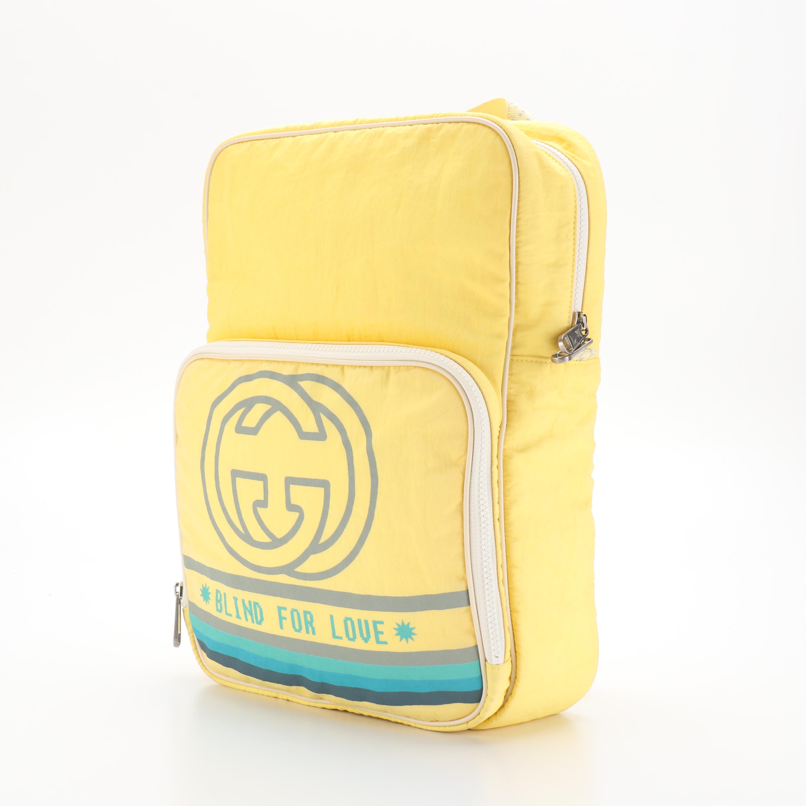 Gucci Blind for Love Backpack in Yellow Nylon Twill