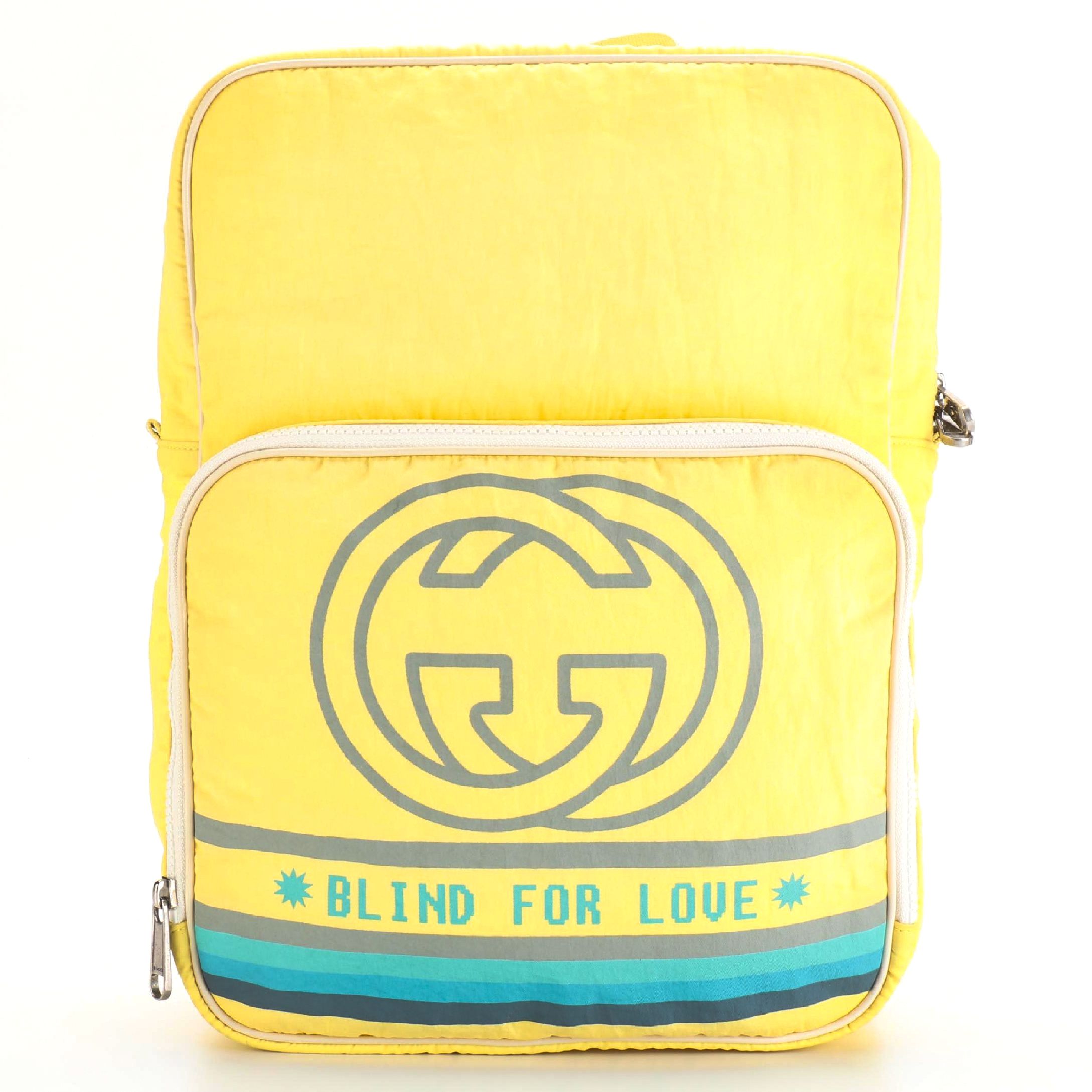 Gucci Blind for Love Backpack in Yellow Nylon Twill