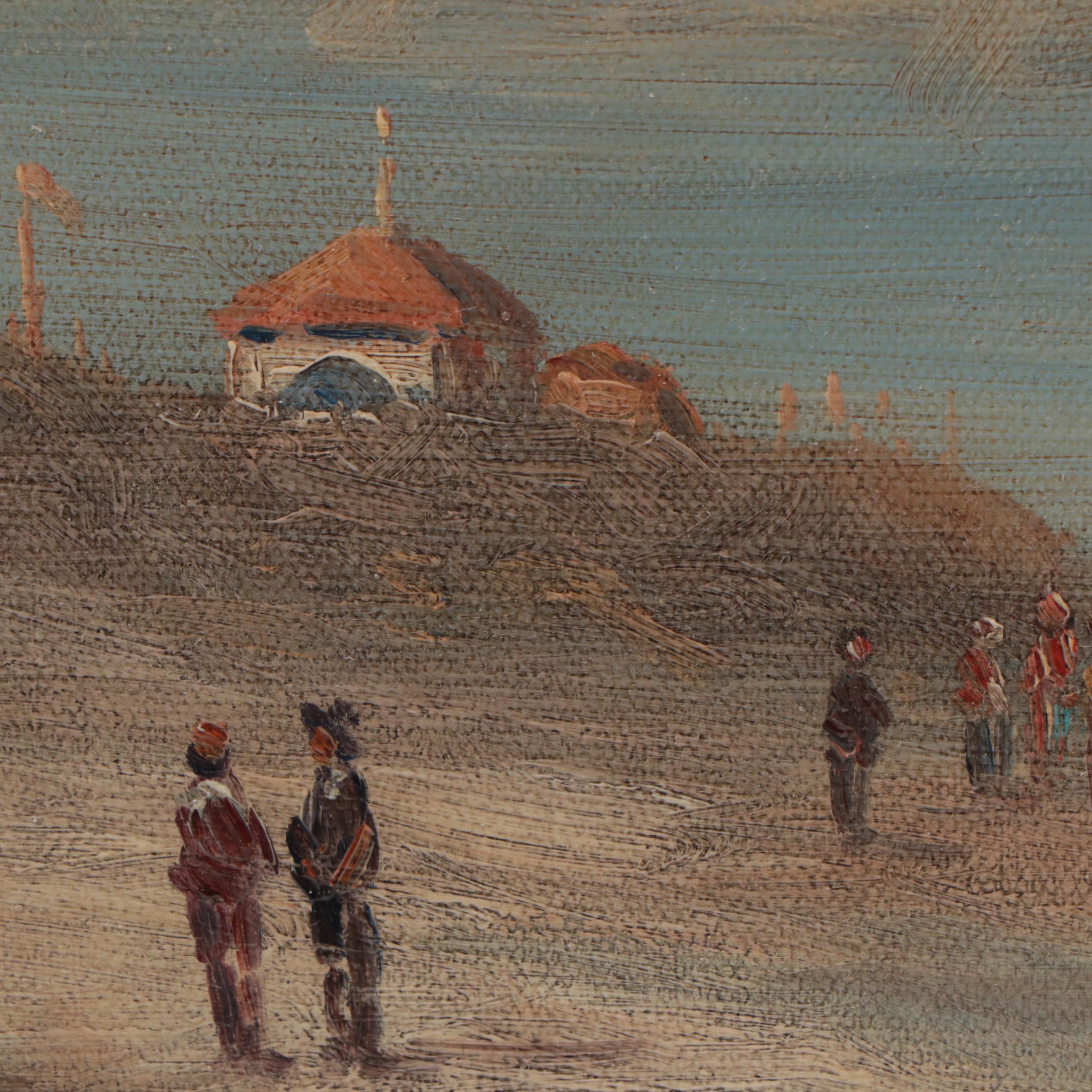 T. Cole Beach Scene Oil Painting