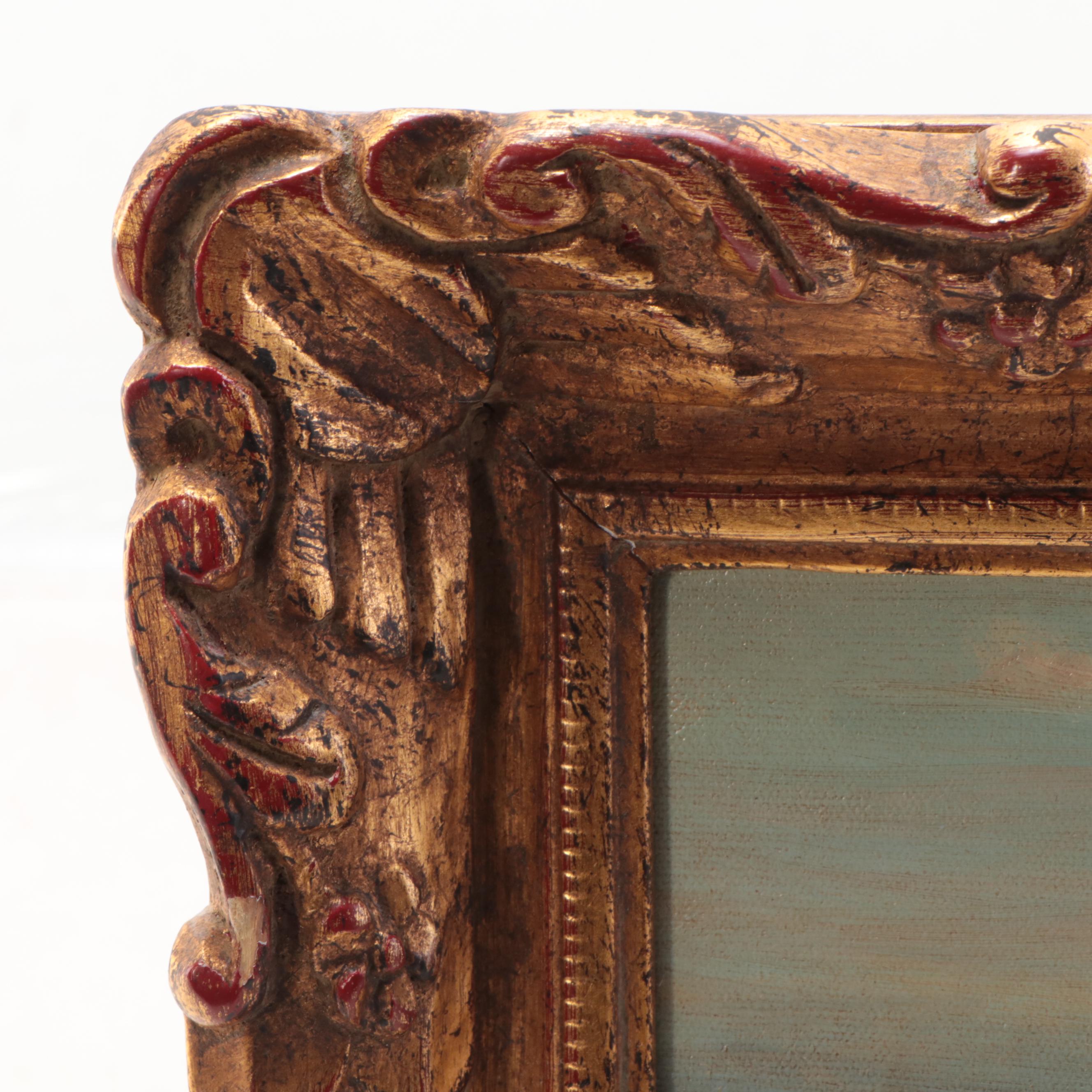 T. Cole Beach Scene Oil Painting