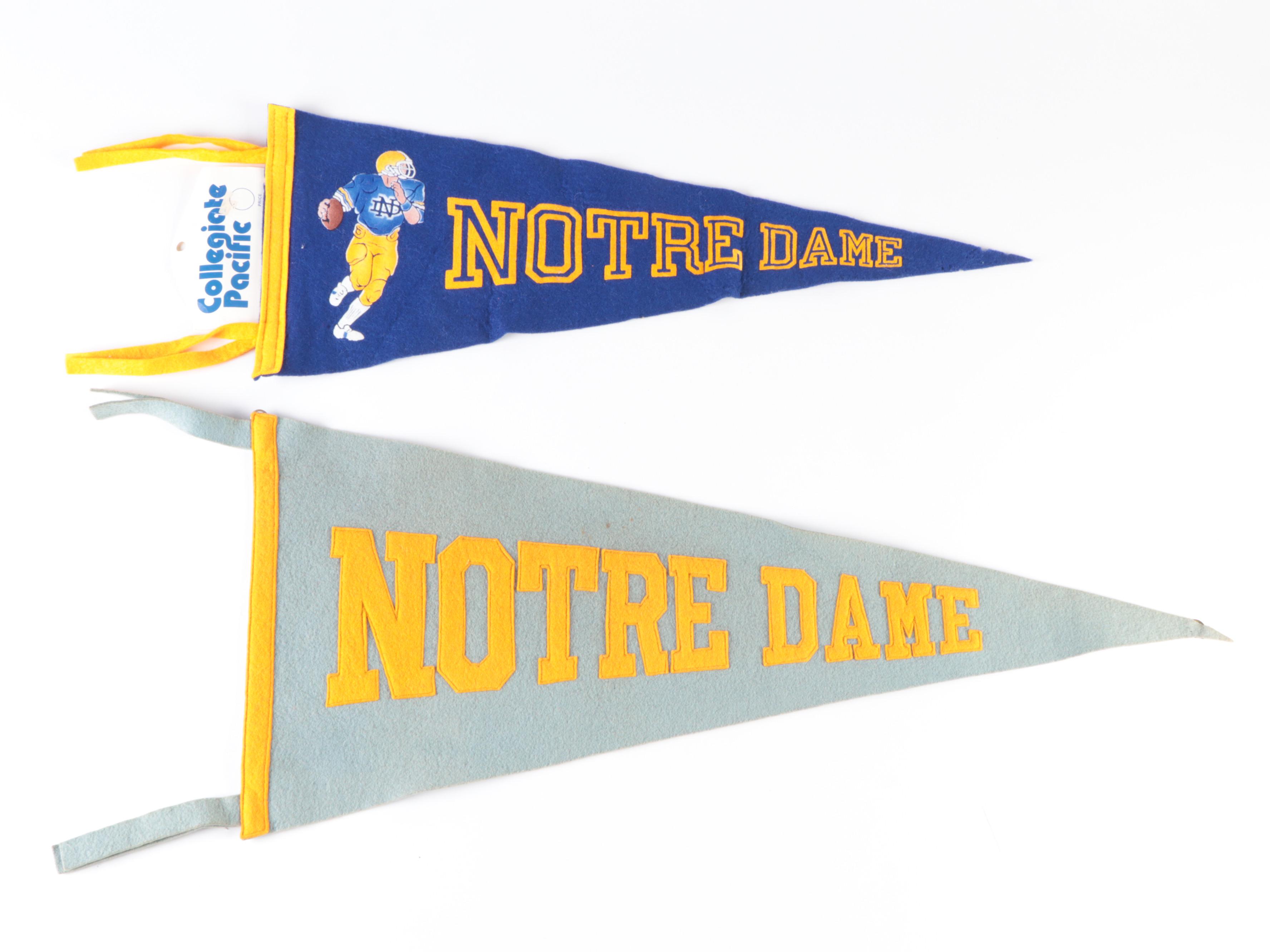 Notre Dame Fighting Irish Pennants, Signed Cards and 7Up Bottle, 1950s–2020s