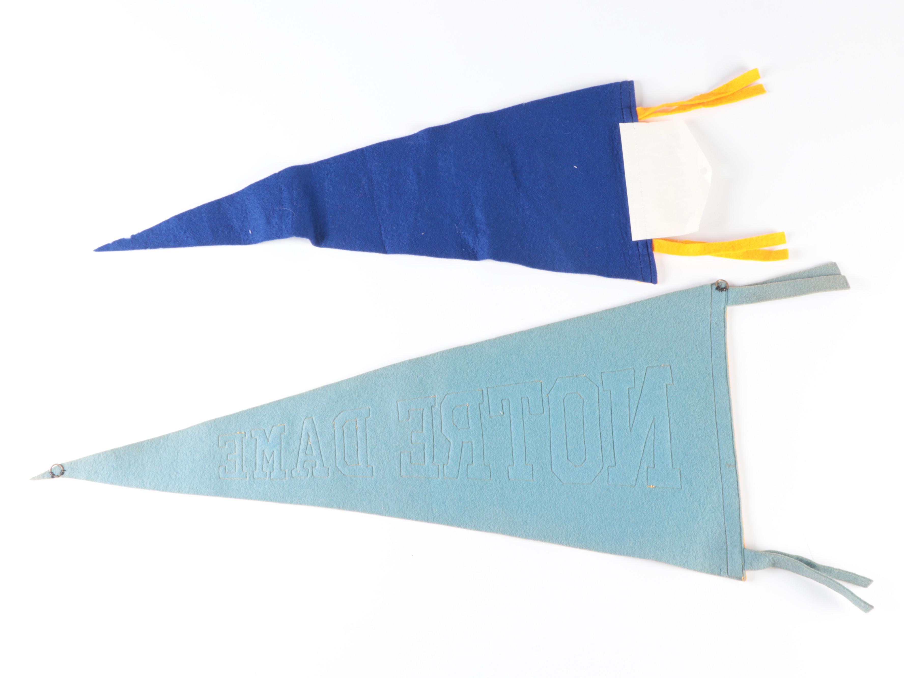 Notre Dame Fighting Irish Pennants, Signed Cards and 7Up Bottle, 1950s–2020s