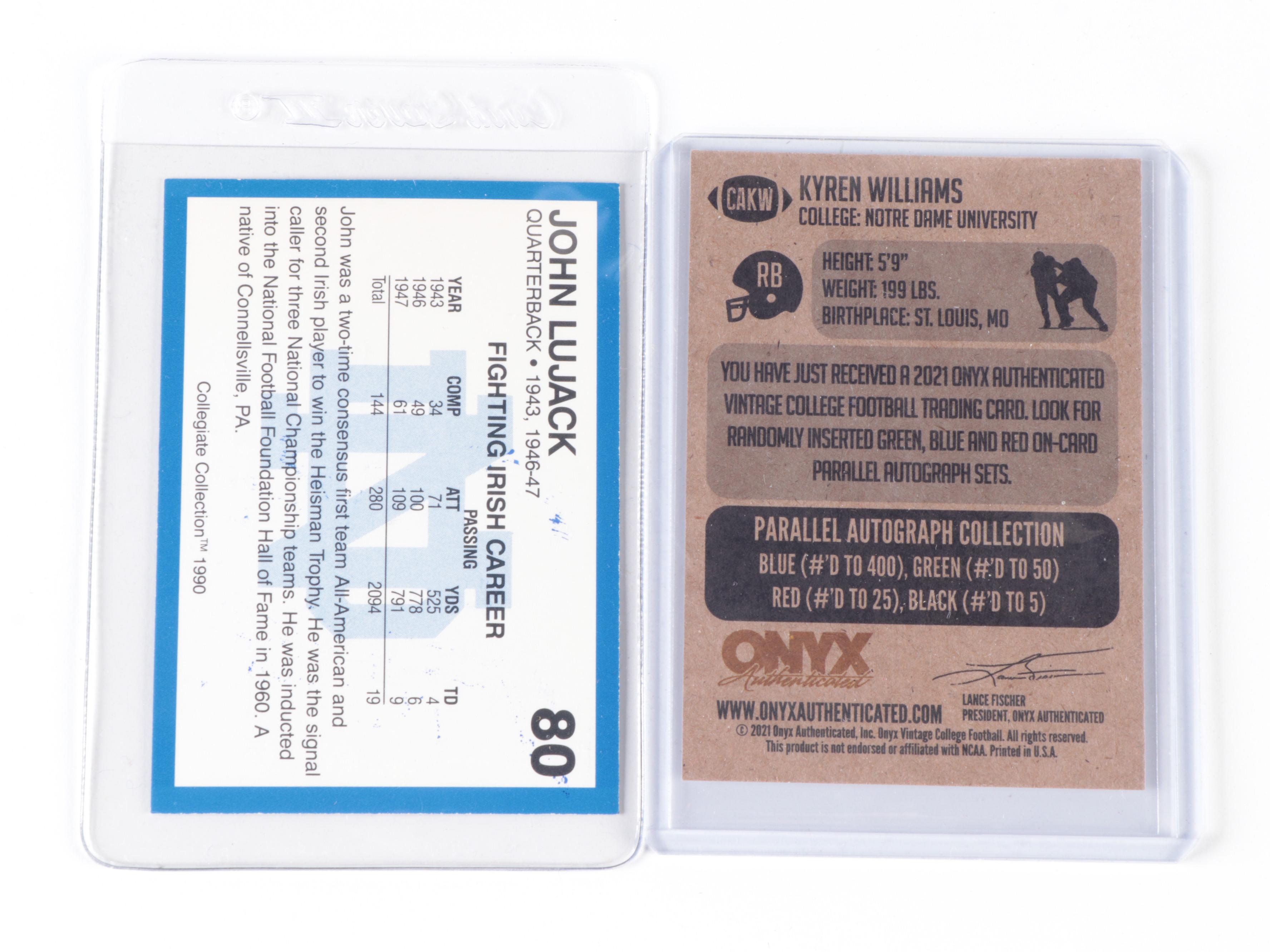 Notre Dame Fighting Irish Pennants, Signed Cards and 7Up Bottle, 1950s–2020s