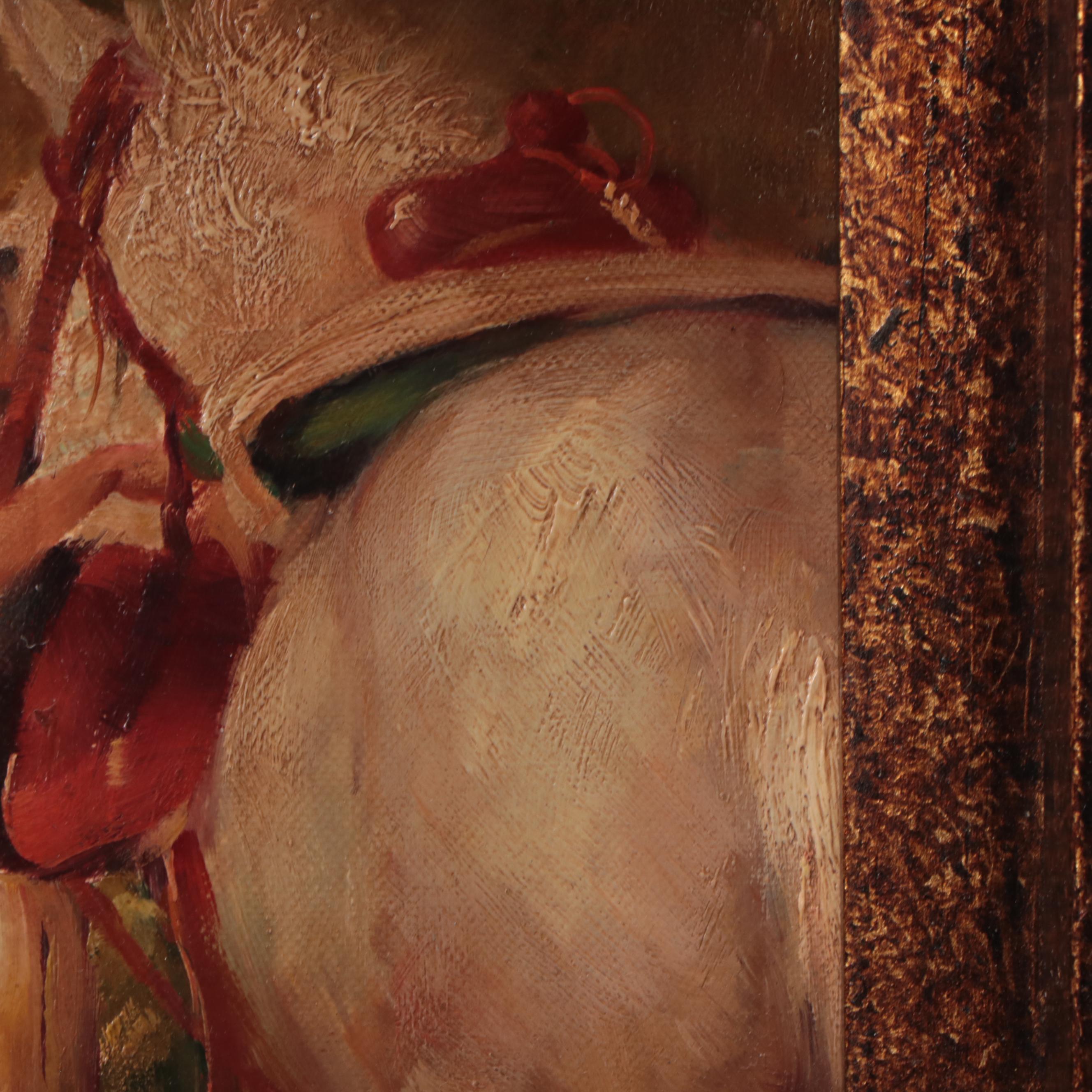 Troy Denton Oil Painting of Boy Mounting Horse