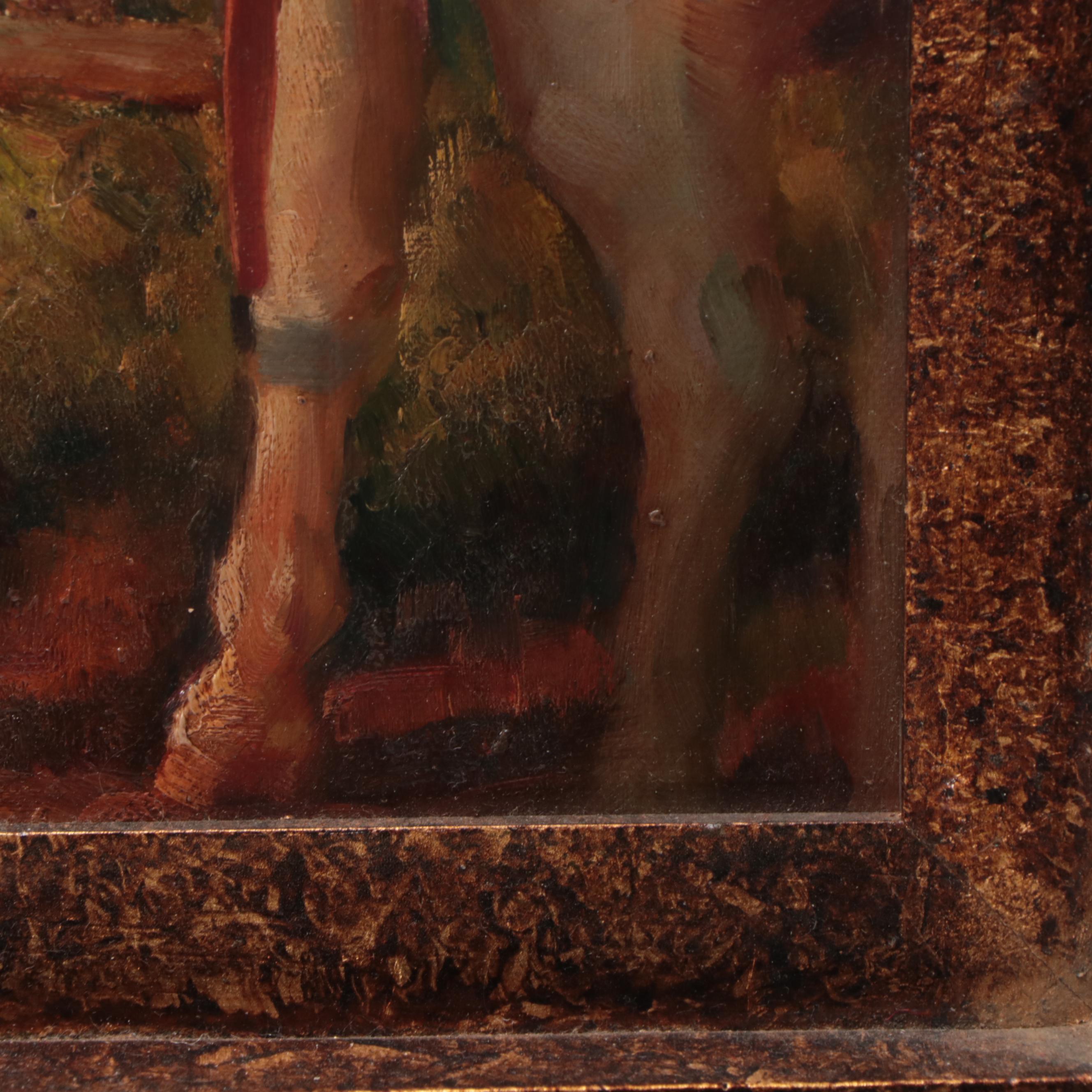 Troy Denton Oil Painting of Boy Mounting Horse