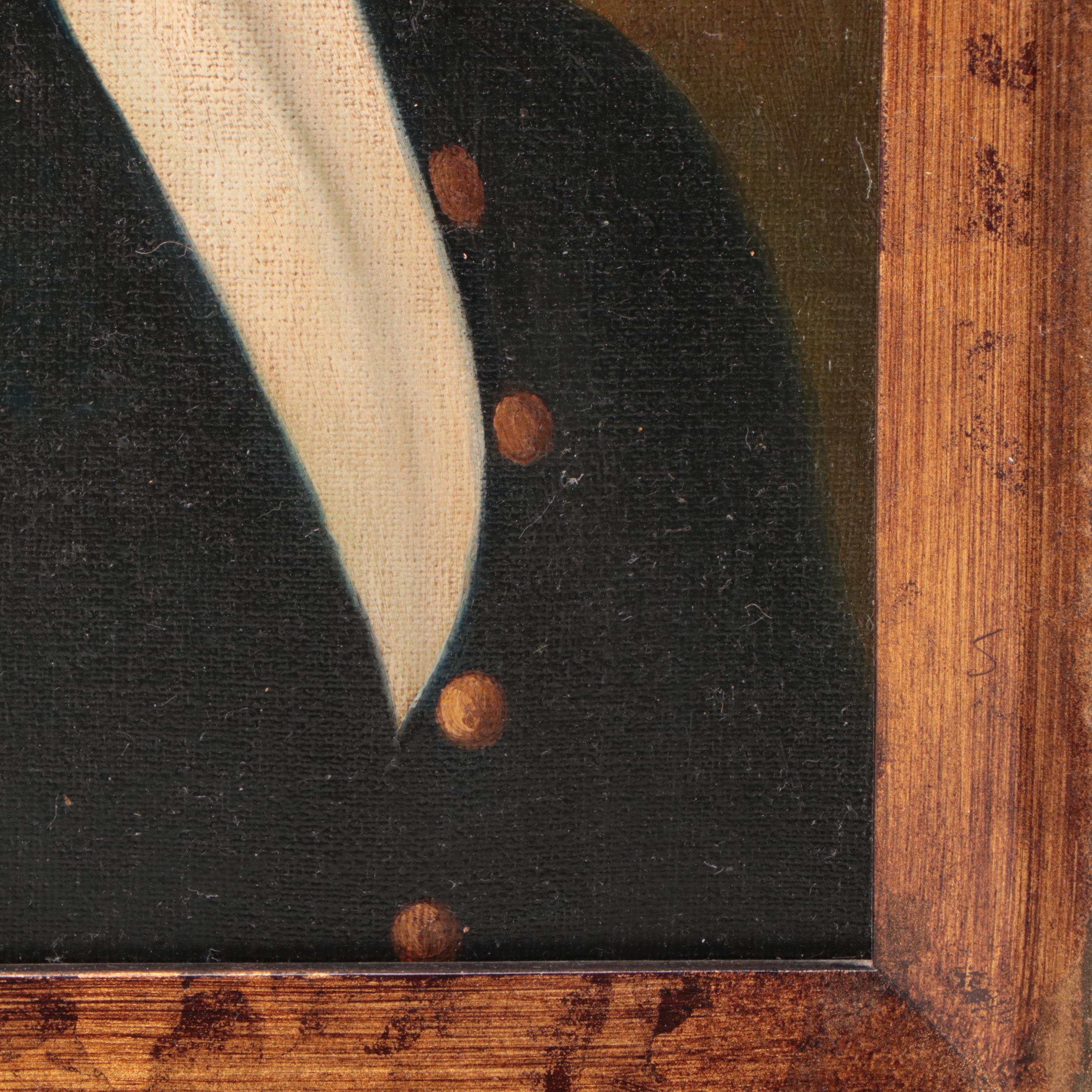 Anthropomorphic Dog Oil Painting After Thierry Poncelet "The Officer's Mess"