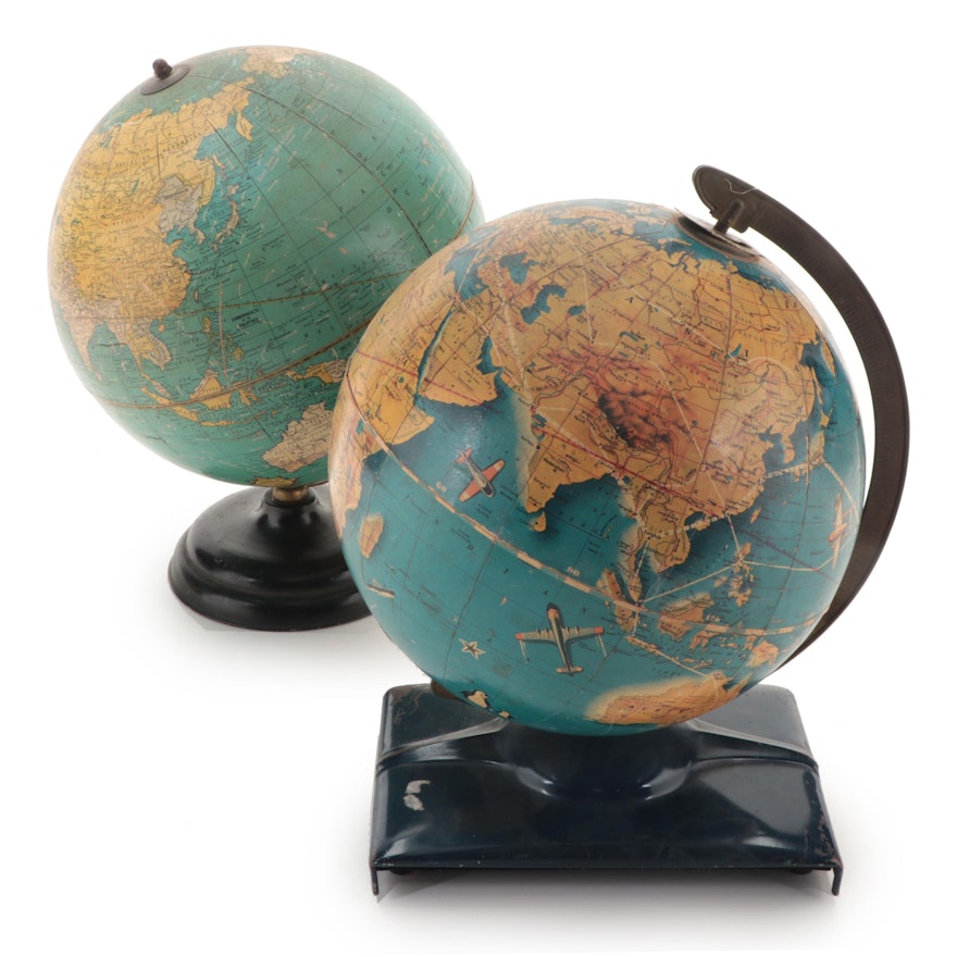 The George F. Cram Co. and Replogle Desk Globes, Mid-20th Century