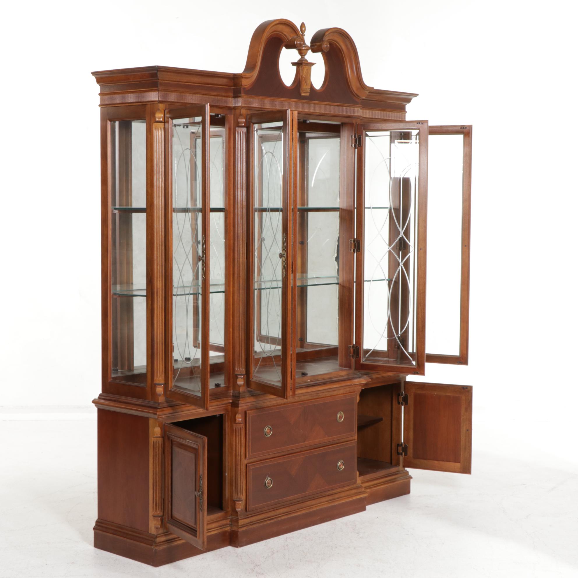 Federal Style Walnut China Cabinet, Late 20th Century