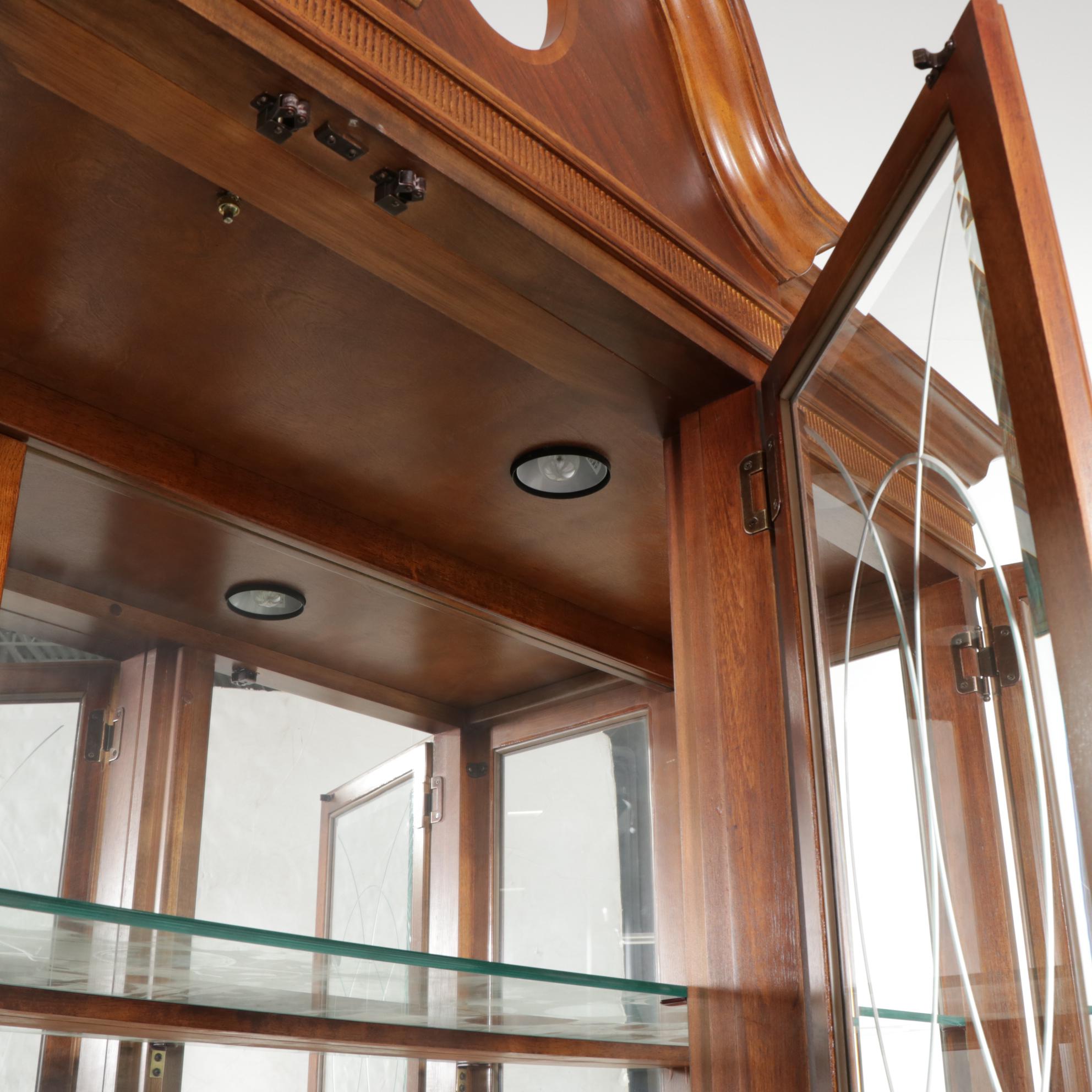 Federal Style Walnut China Cabinet, Late 20th Century