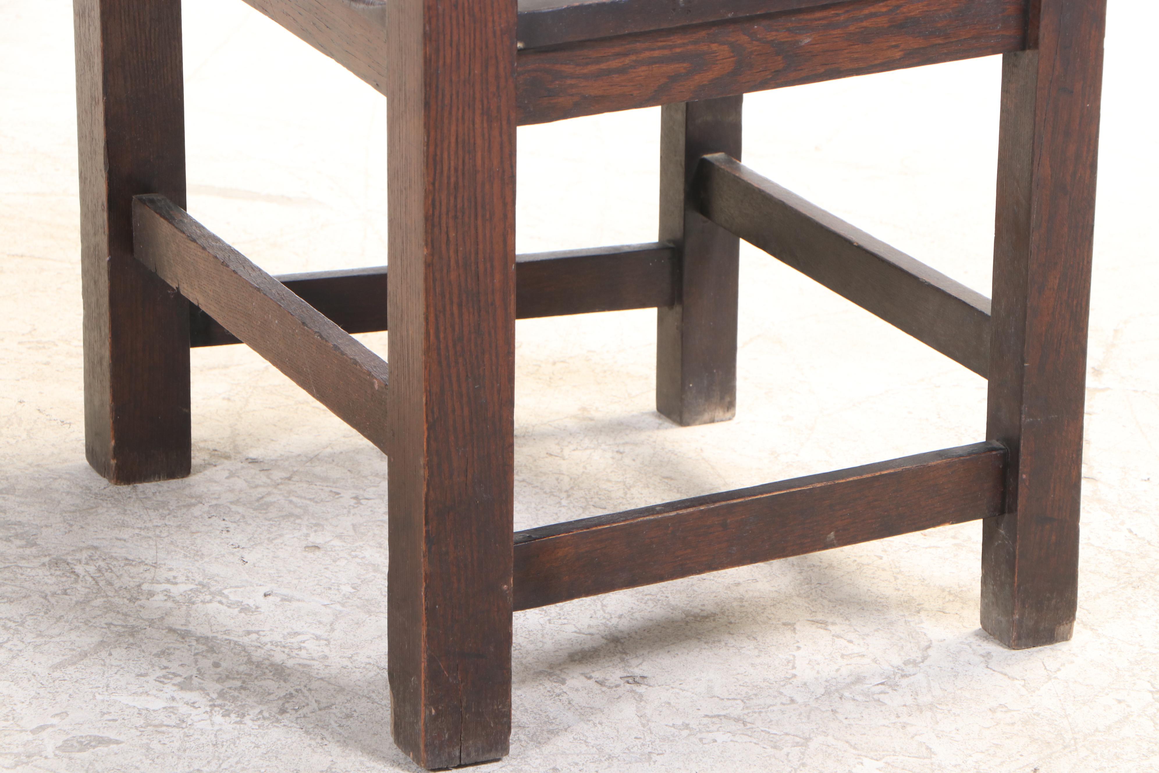 Six Paine Furniture Co. Arts and Crafts Oak Armchairs, Early 20th Century