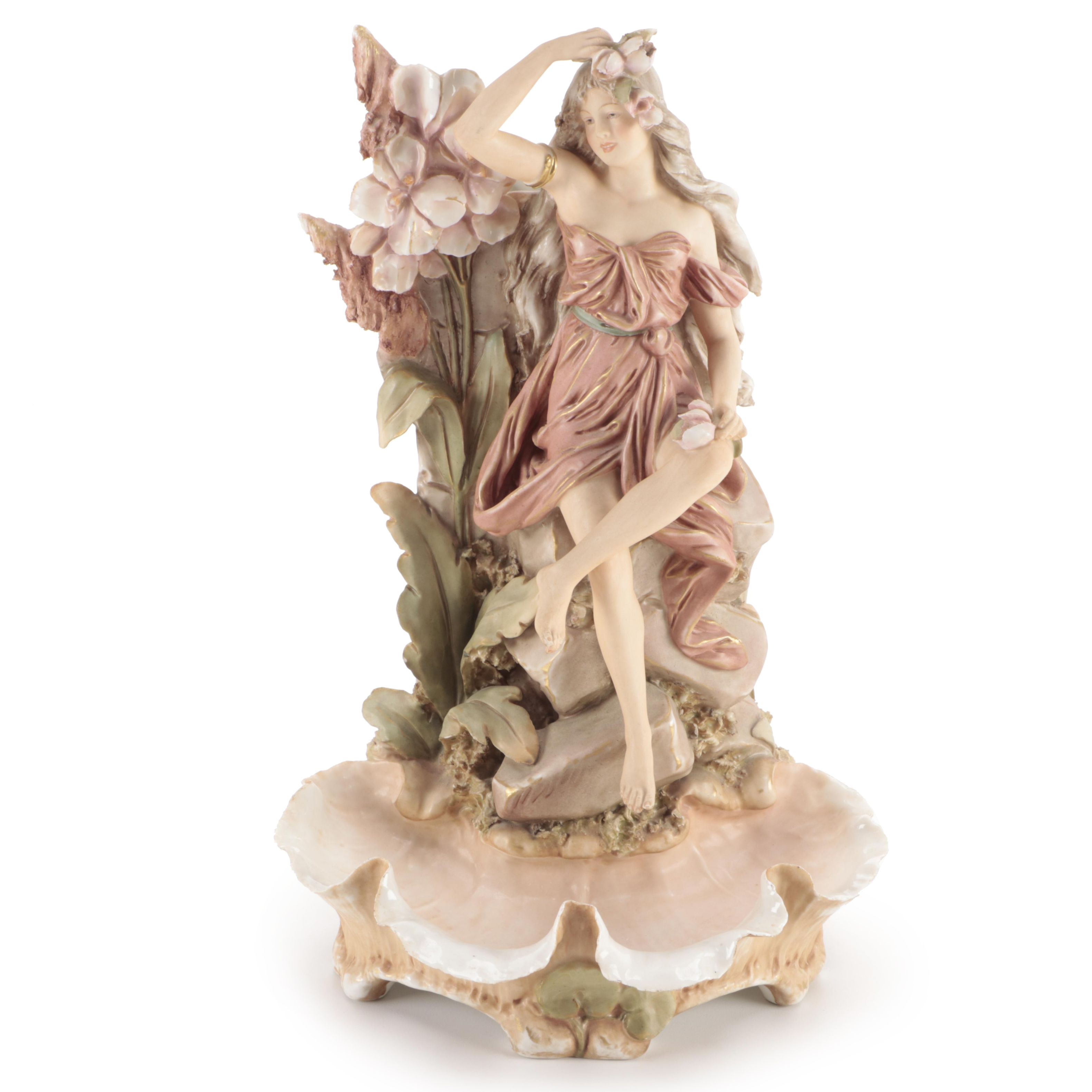 Royal Dux Bohemia Porcelain Figural Vase, Early to Mid 20th Century