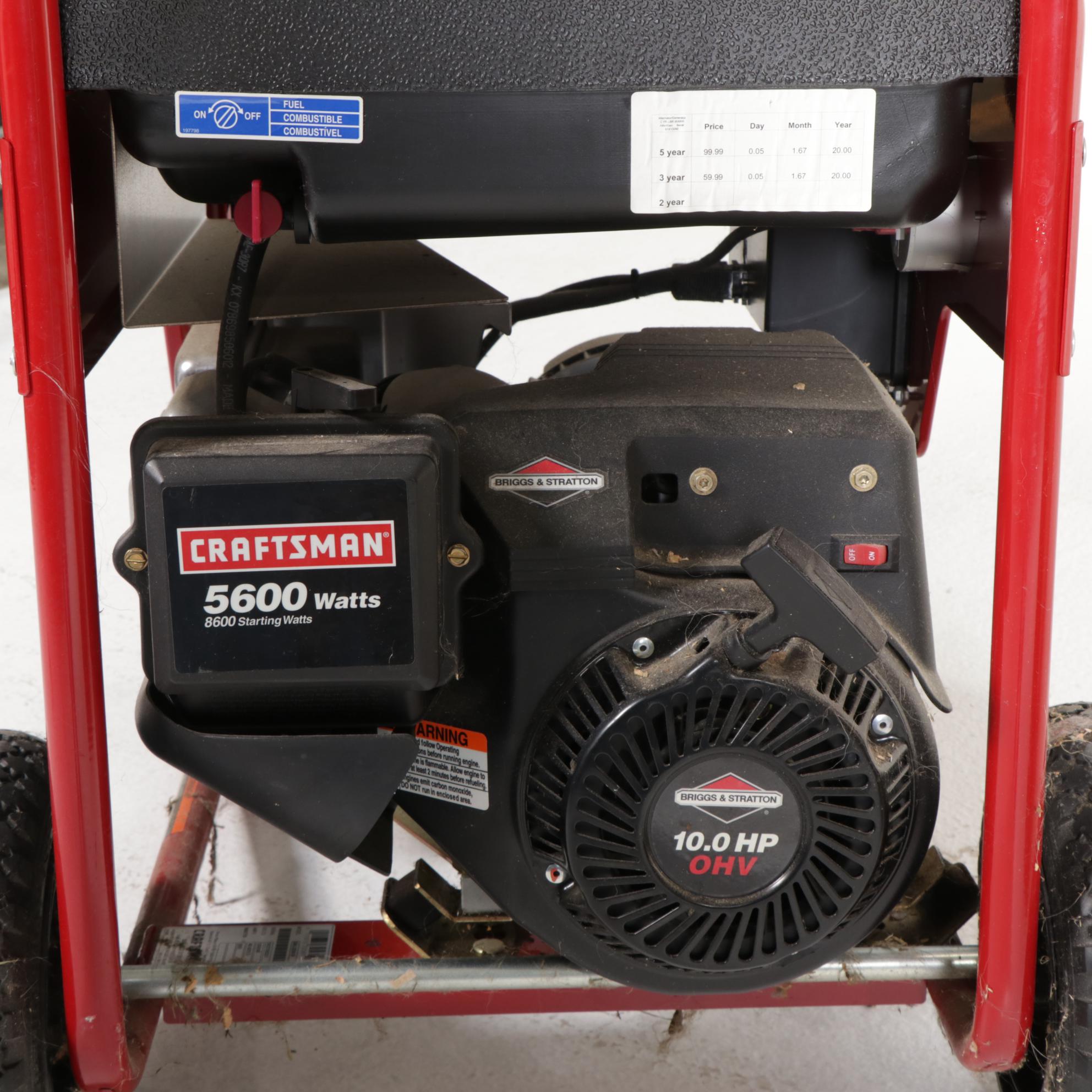 Craftsman 5600 Watt Portable Gas Powered Generator